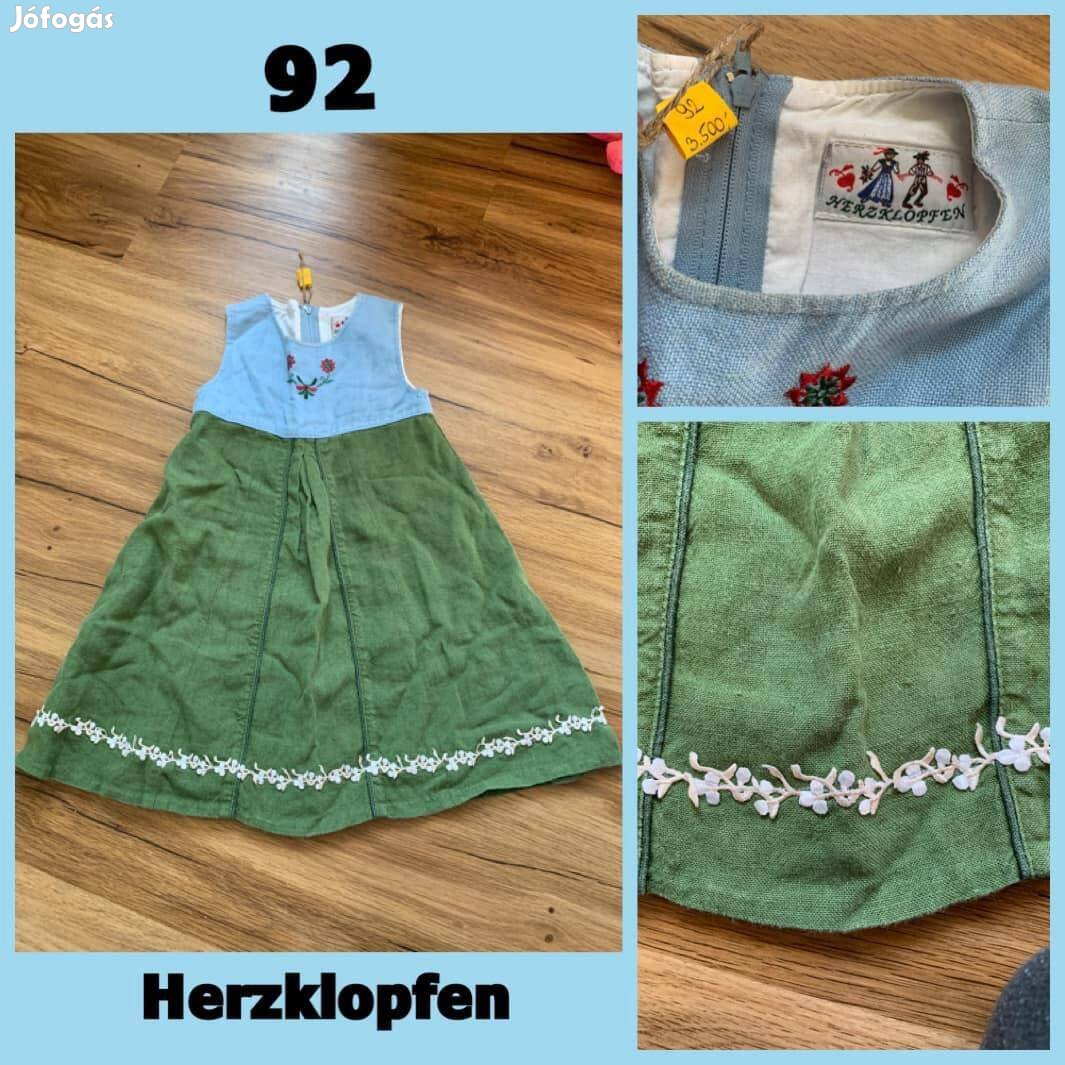 92-es világoskék-zöld Kislány Dirndl ruha 