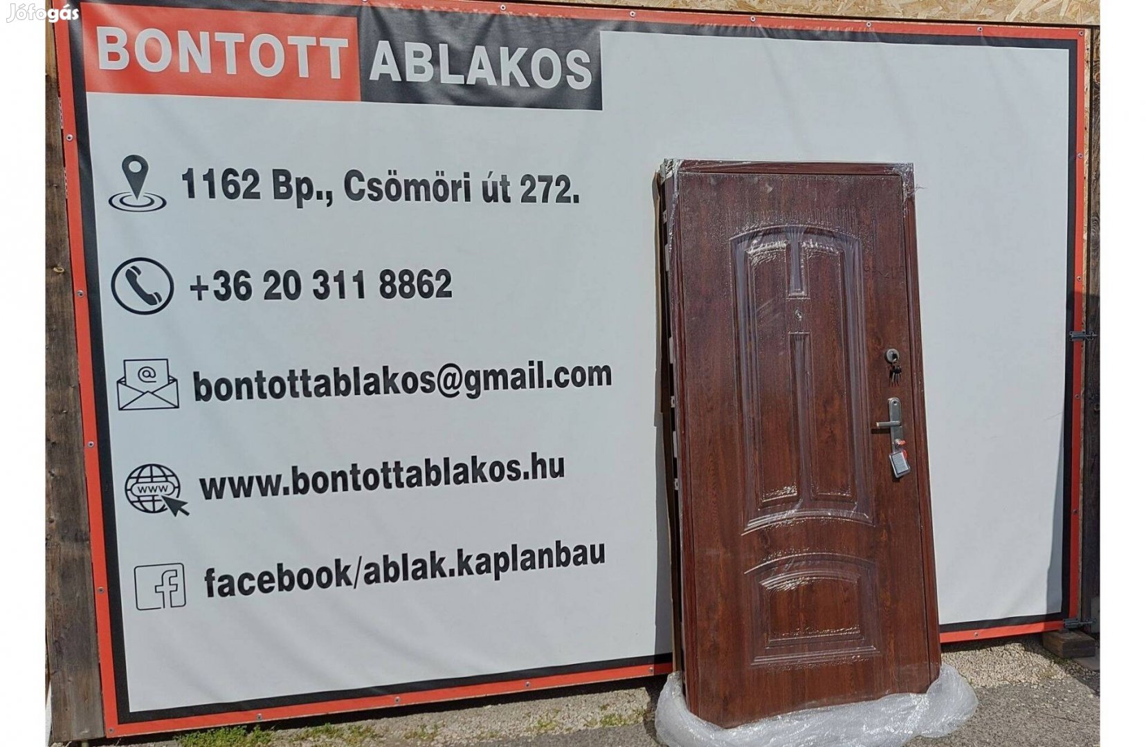 97x205 cm építkezésből megmaradt barna biztonsági bejárati ajtó