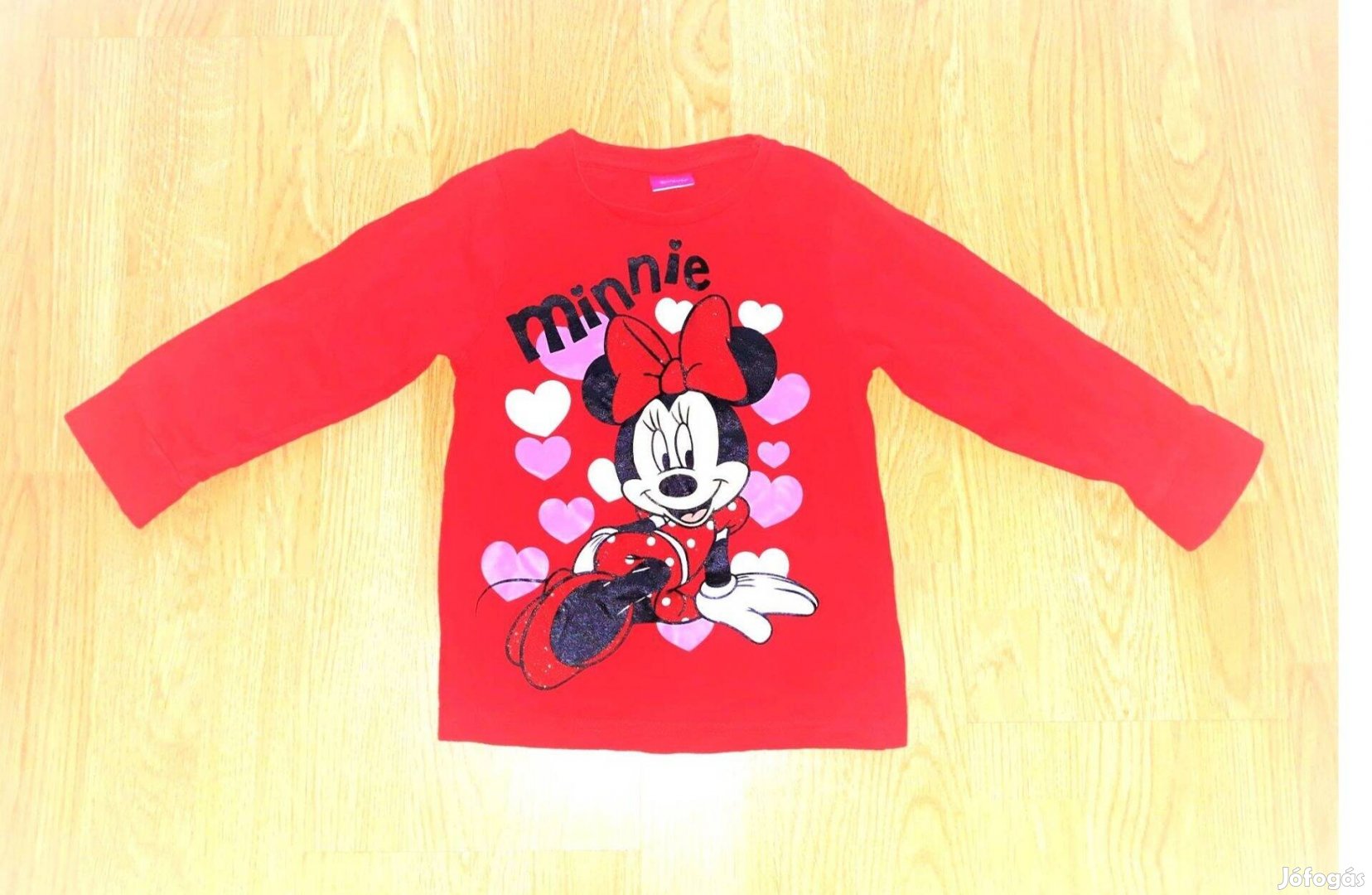 98/104 újszerű cuki Disney csillogó Minnie egér mintás piros póló