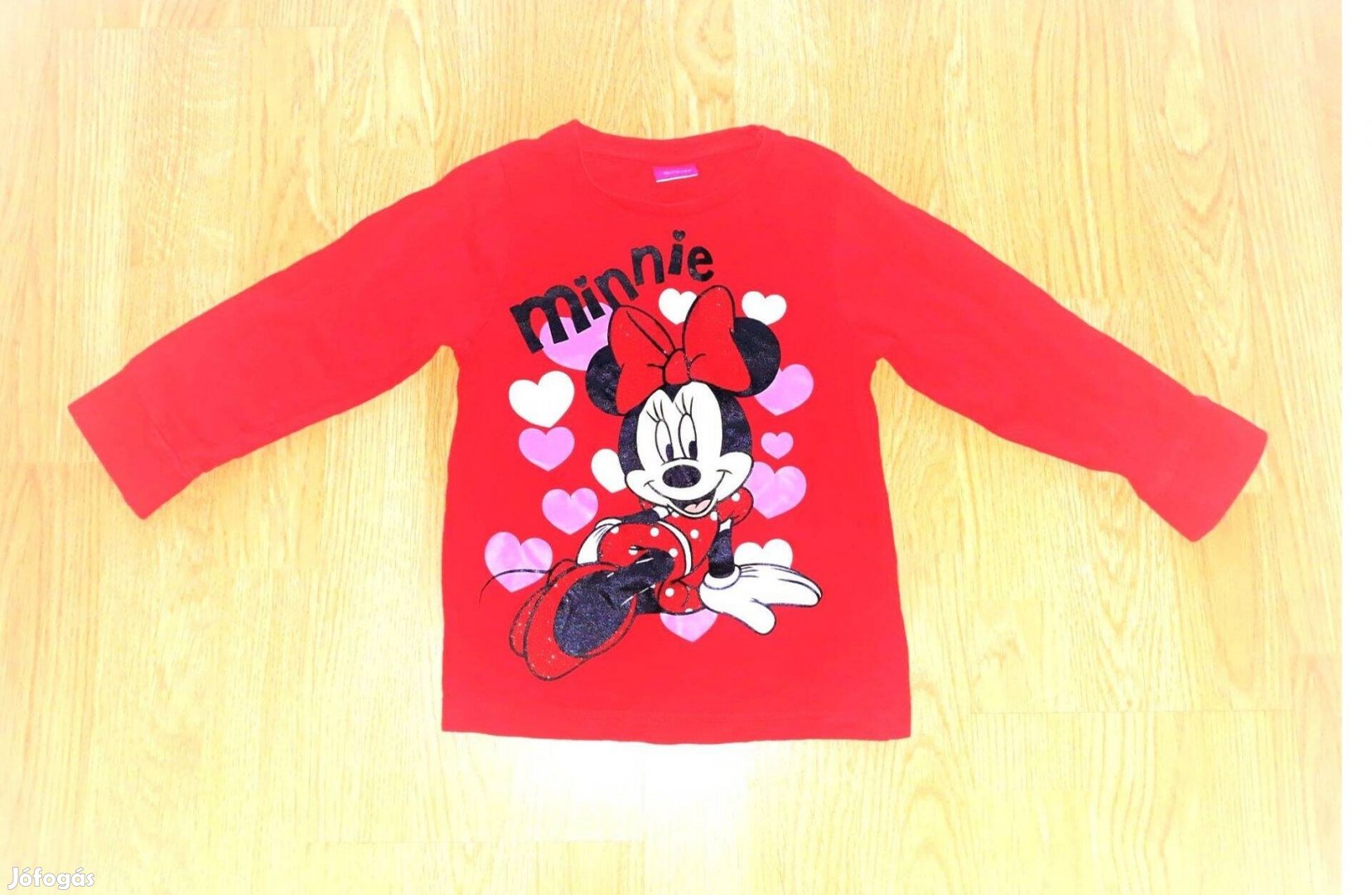 98/104 újszerű cuki Disney csillogó Minnie egér mintás piros póló