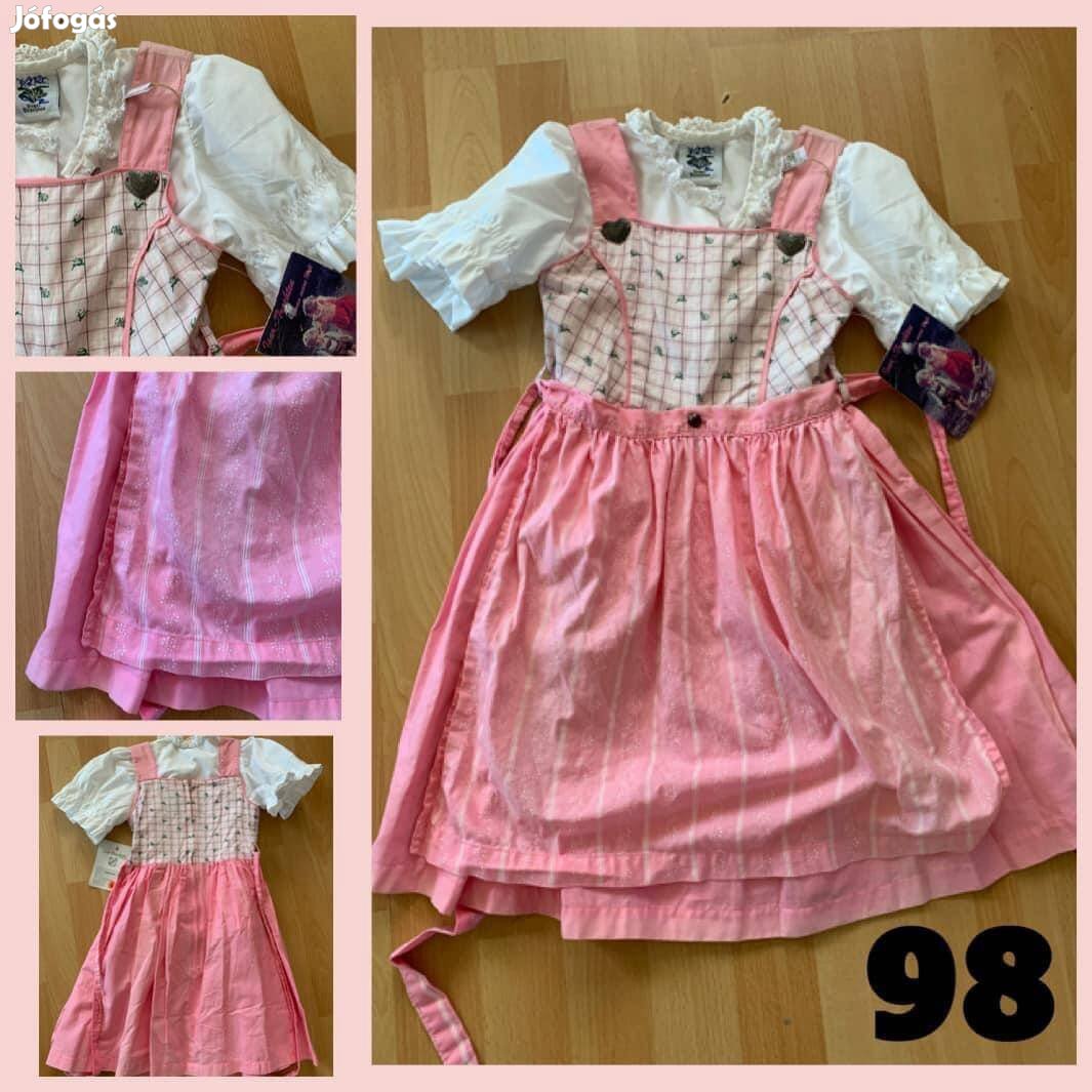 98-as rózsaszín Kislány Dirndl ruha blúzzal /új/