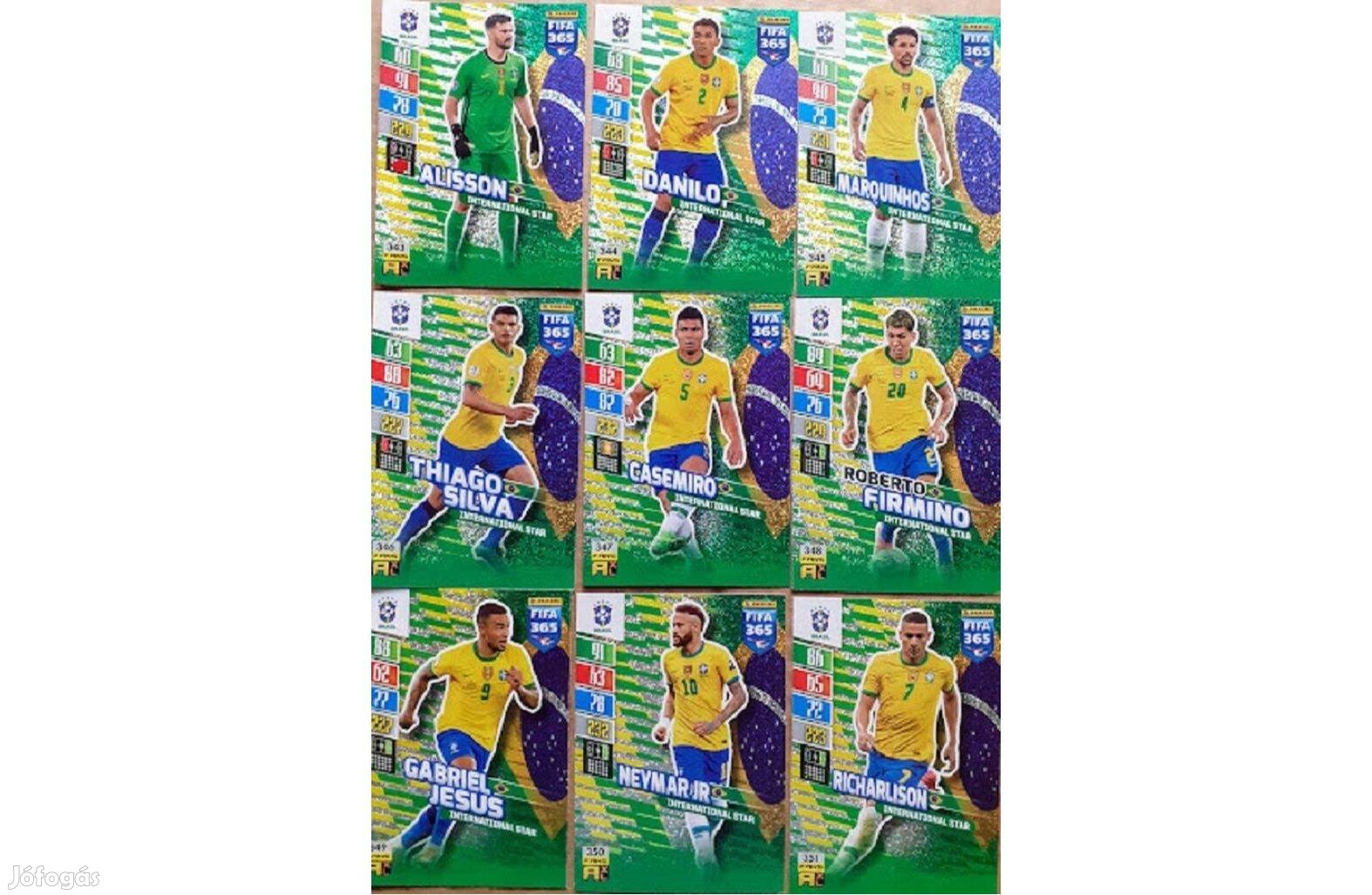 9 Brazília International Star focis kártya Panini FIFA 2022 teljes sor