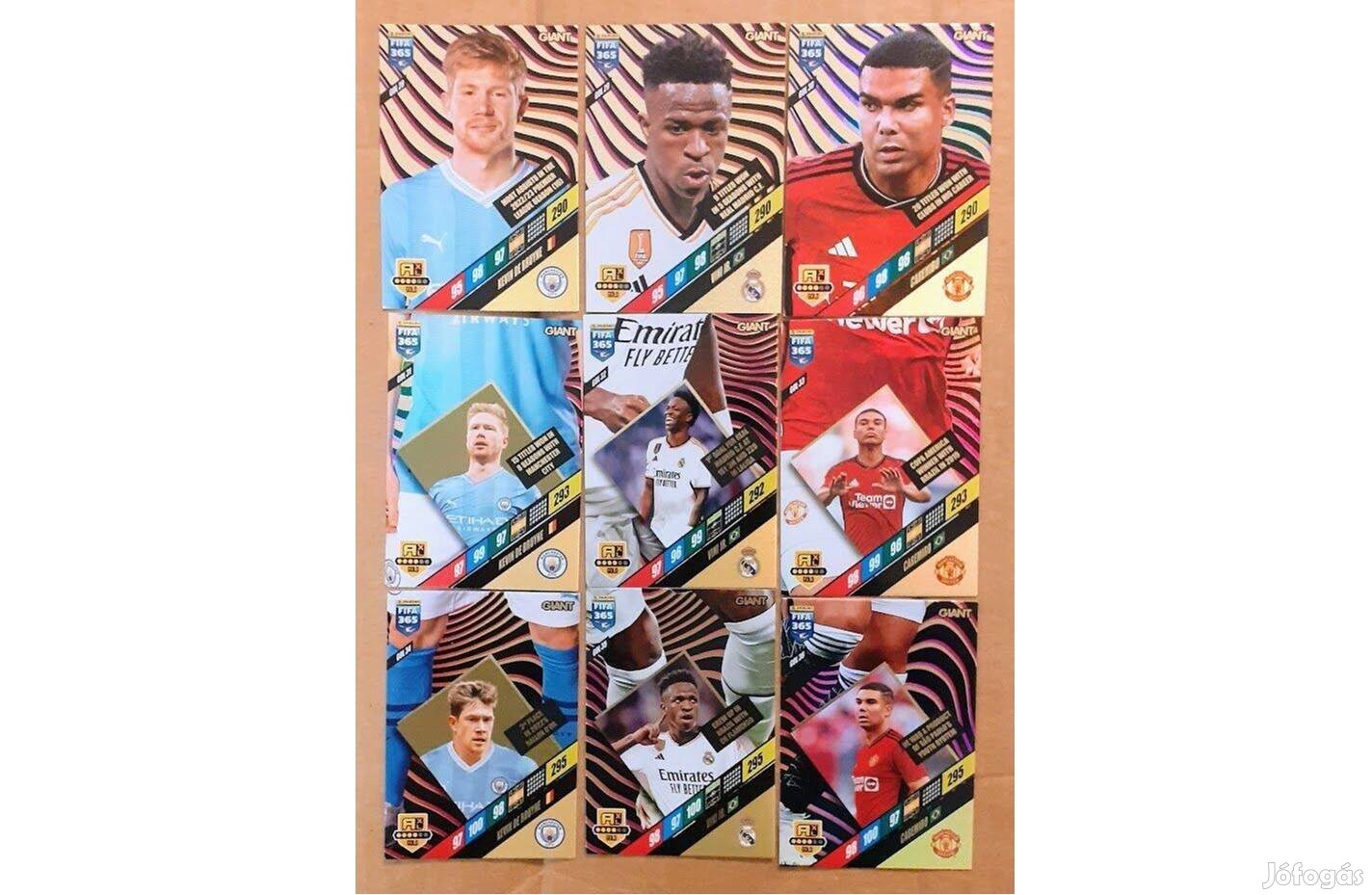 9 Gold Giant focis kártya De Bruyne Vinícius Casemiro Panini FIFA 2024