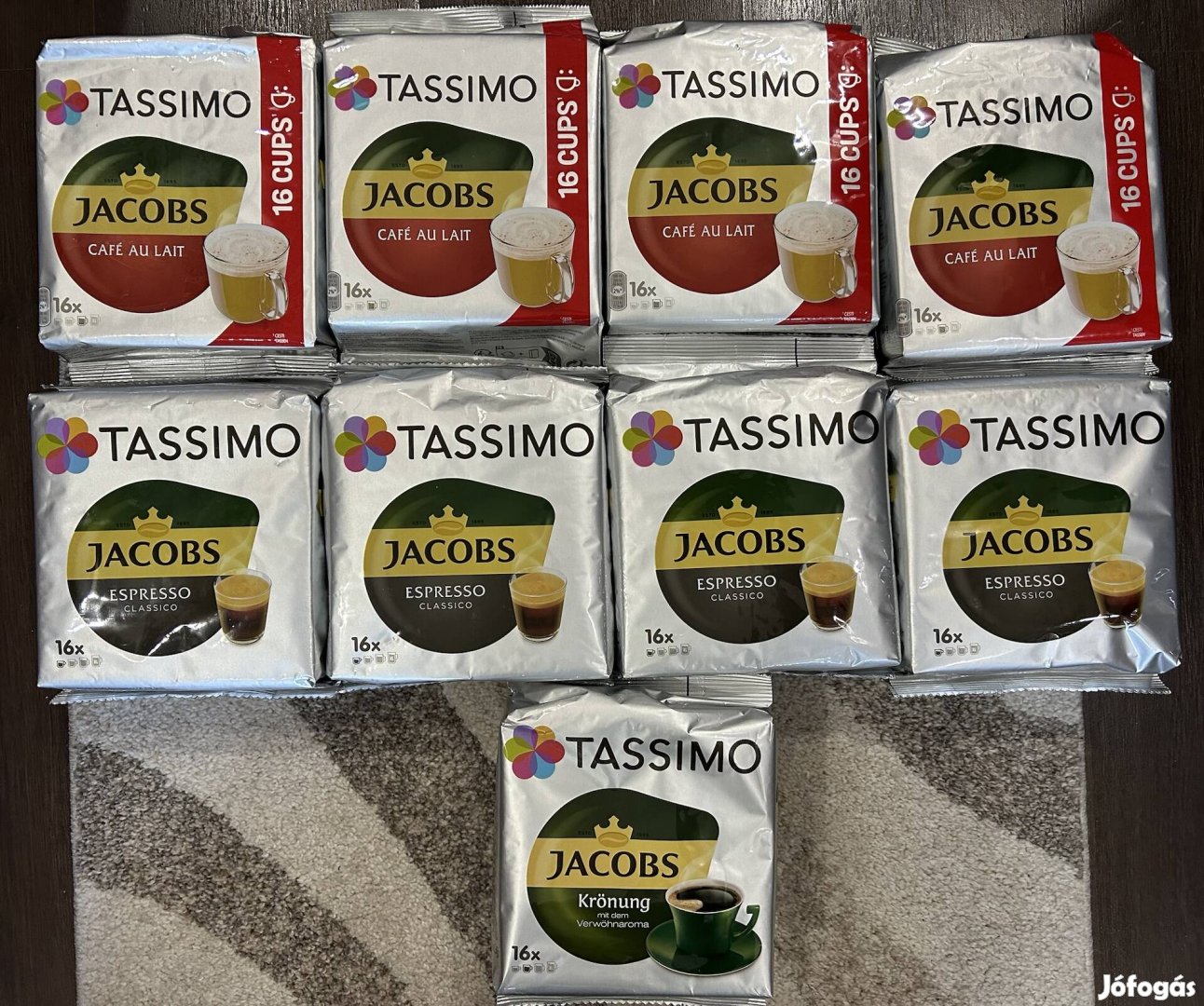 9 csomag Tassimo kávékapszula (144 adag)