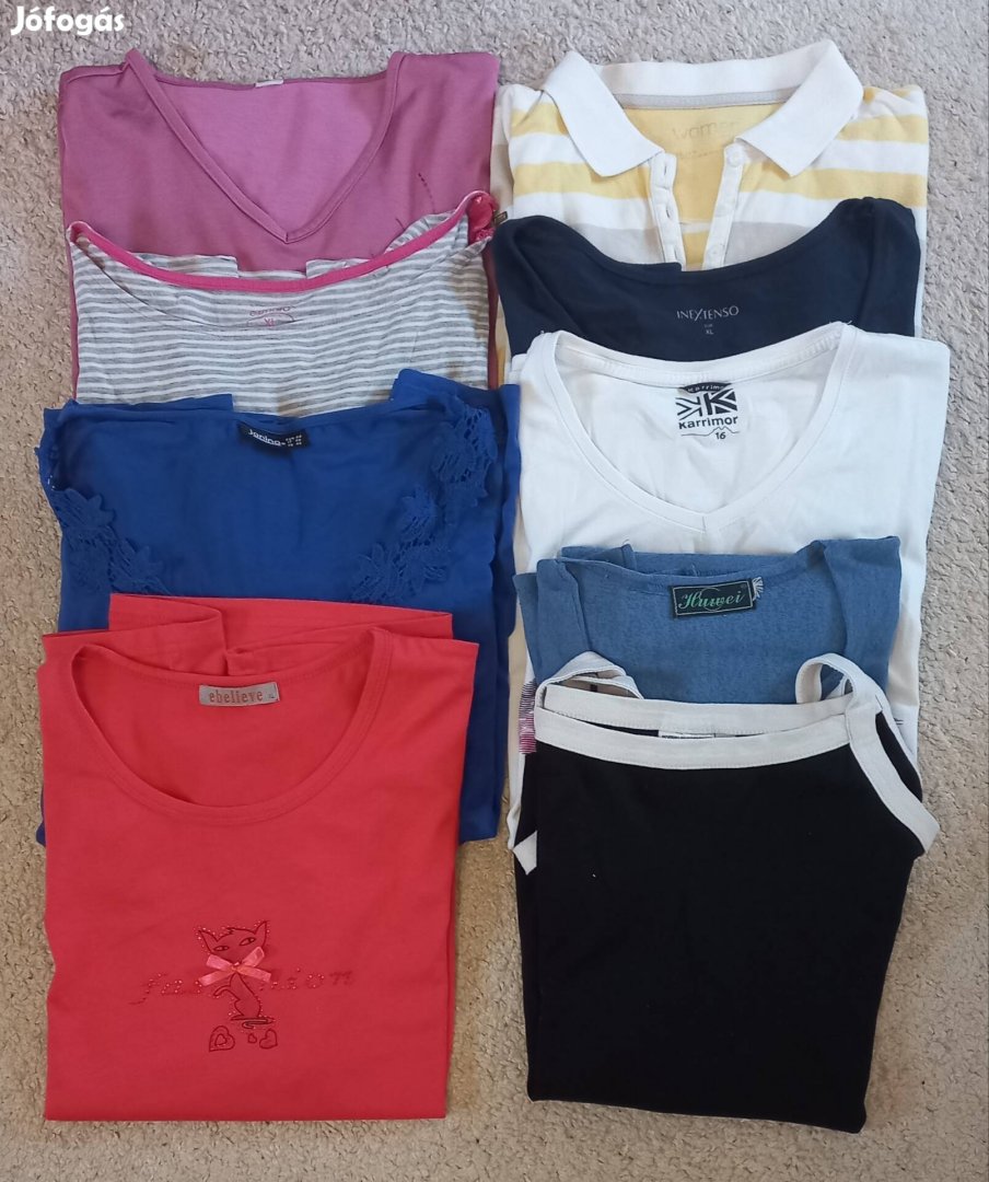 9 darabos L-XL-es női ruhacsomag felsők pólók