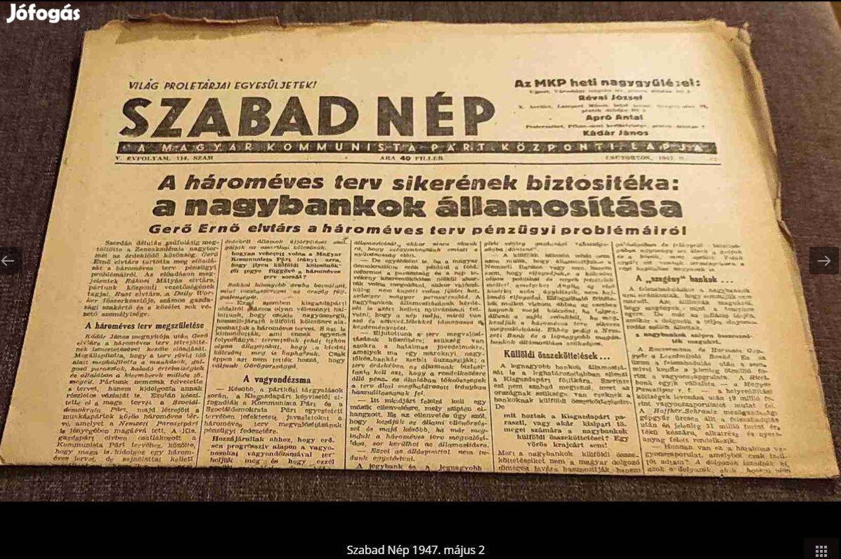 9 db Szabad Nép 1947-1948 hagyatékból 9000ft óbuda