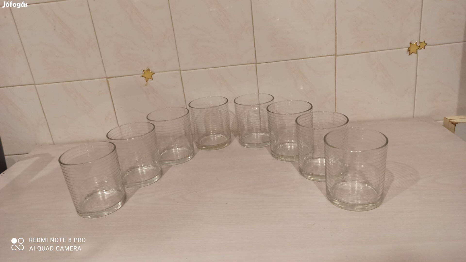 9 db üveg üdítős pohárkészlet