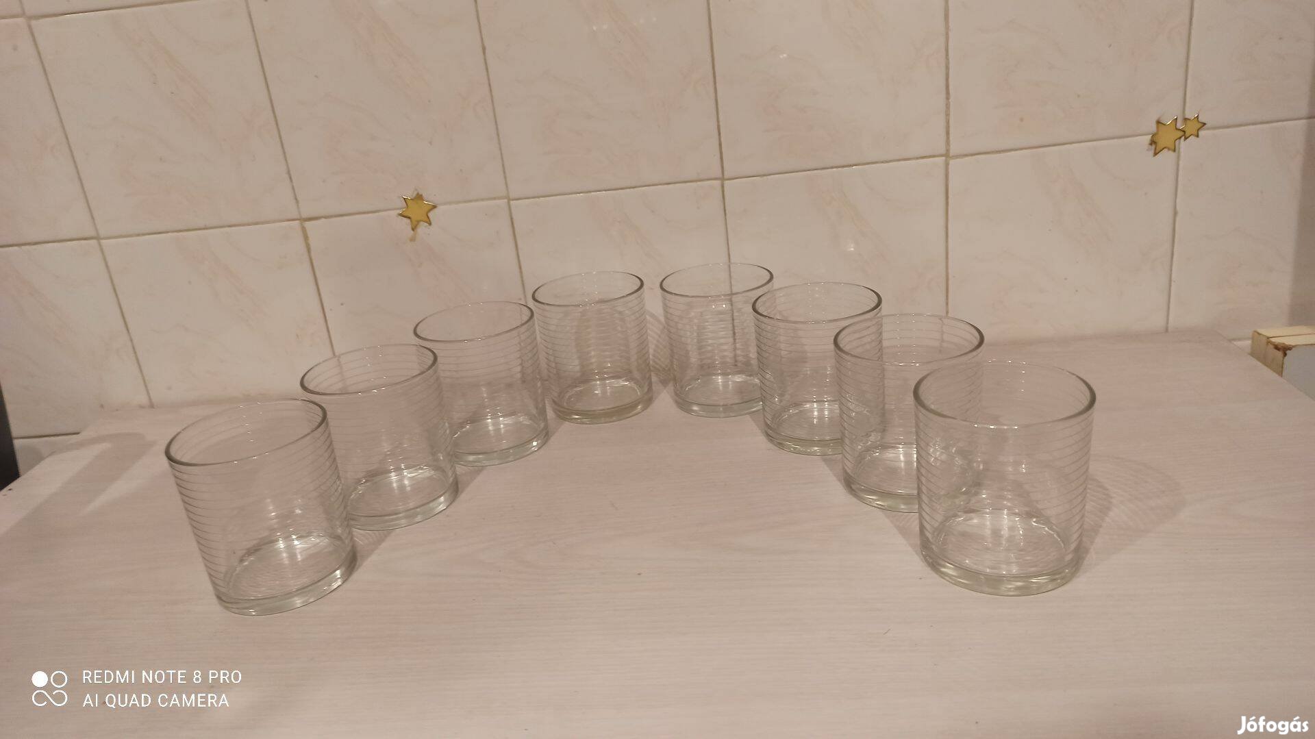 9 db üveg üdítős pohárkészlet