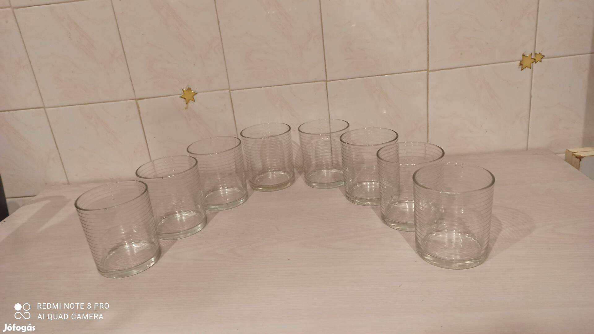 9 db üveg üdítős pohárkészlet