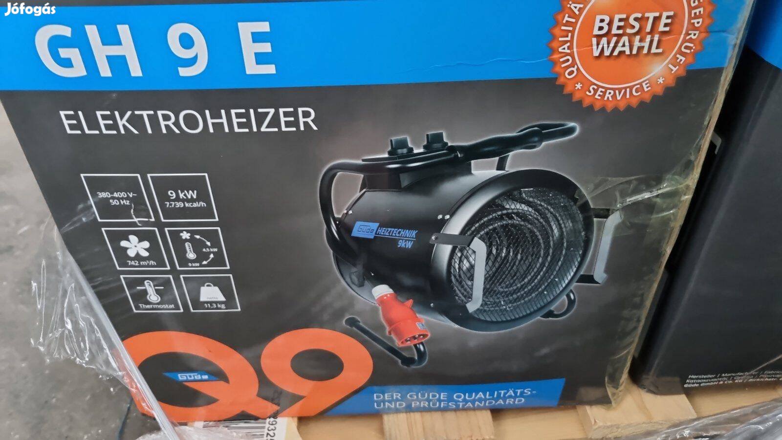 9kW-s fűtőteljesítmény, elektromos hőlégbefúvó ventilátor funkcióval