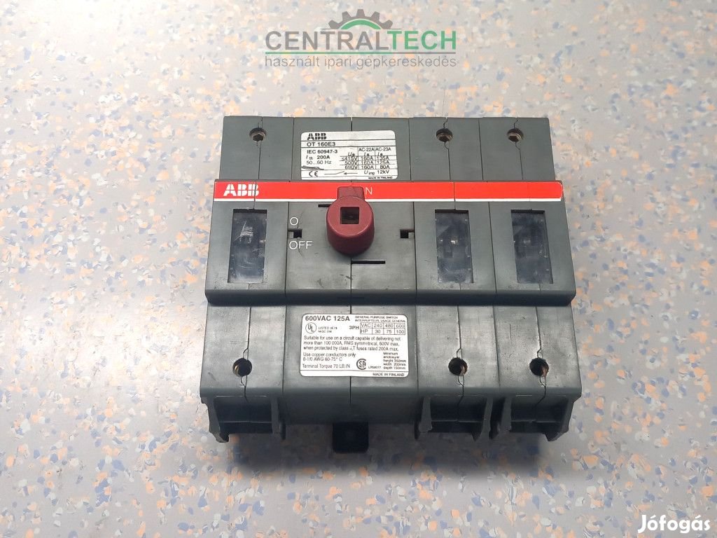 ABB OT160E3 leválasztó kapcsoló 600 VAC 160A 3F