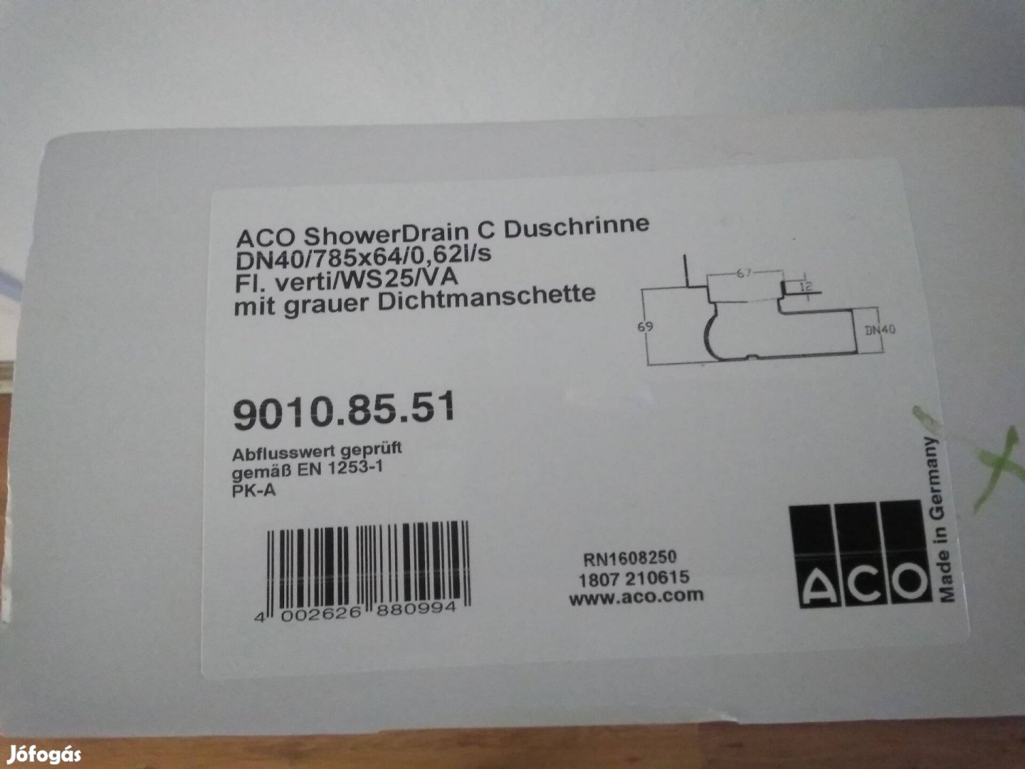 ACO Showerdrain zuhanyfolyóka falszigeteléssel 78.5cm acél Eladó!