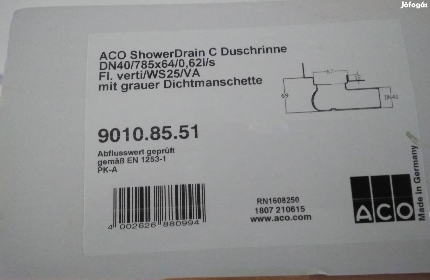 ACO Showerdrain zuhanyfolyóka falszigeteléssel 78.5cm acél Eladó!