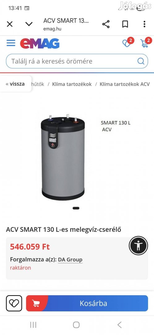 ACV Smart 130l meleg víz cserélö pufer tartály gázkazánal.