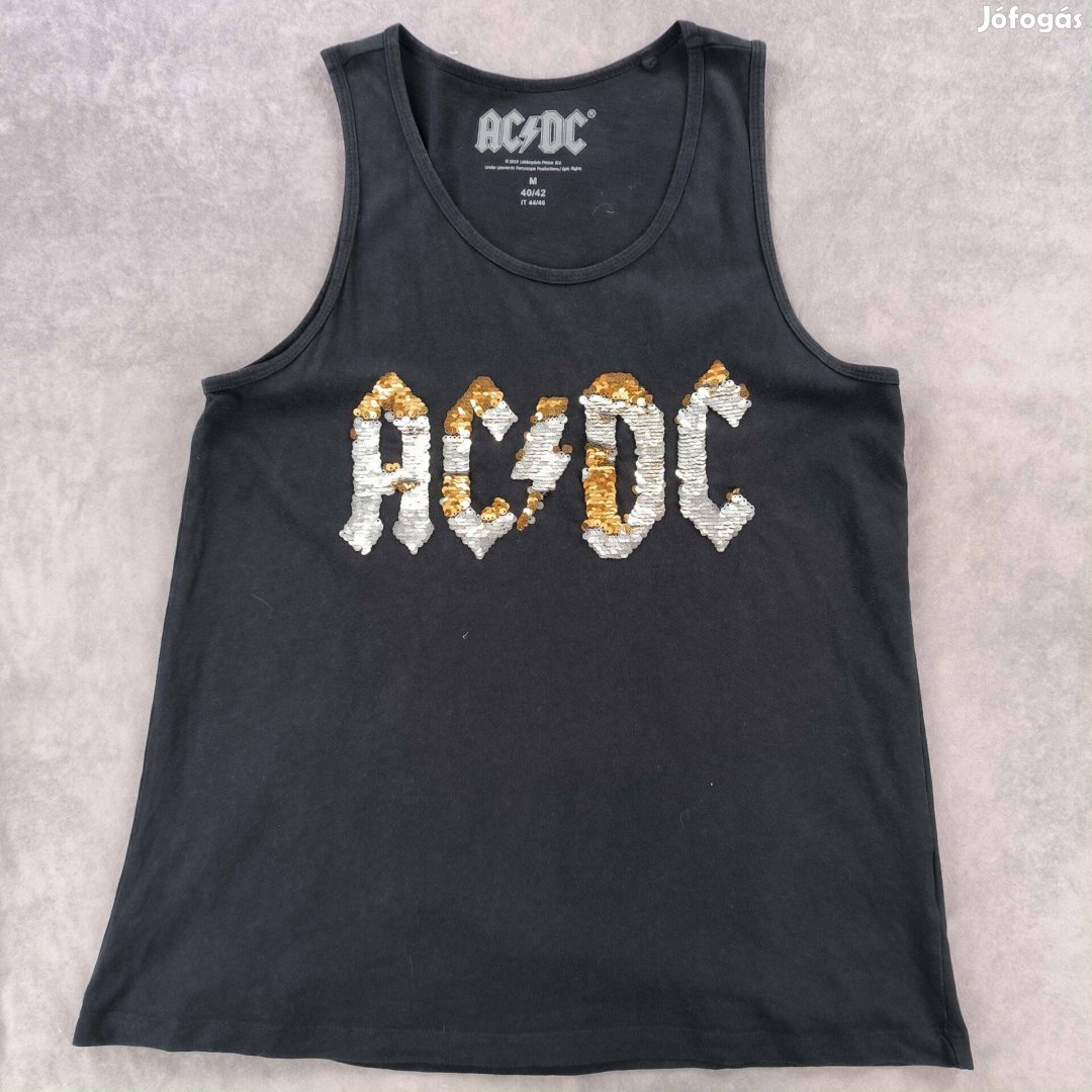 ACDC flitter logós ujjatlan női felső M-es