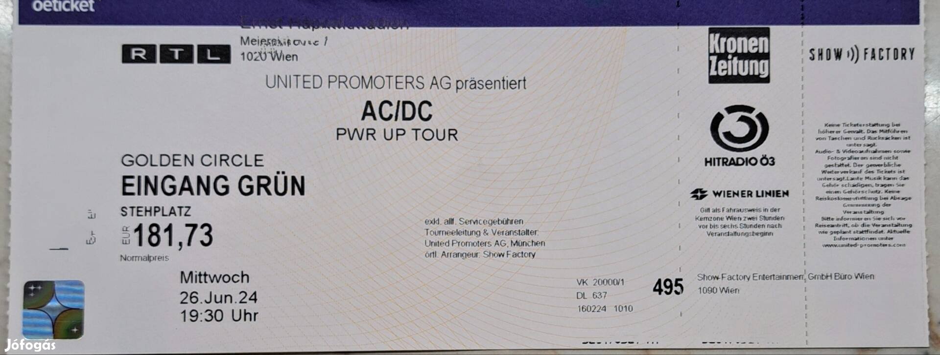 AC/DC koncert, Bécs, Golden Circle jegy