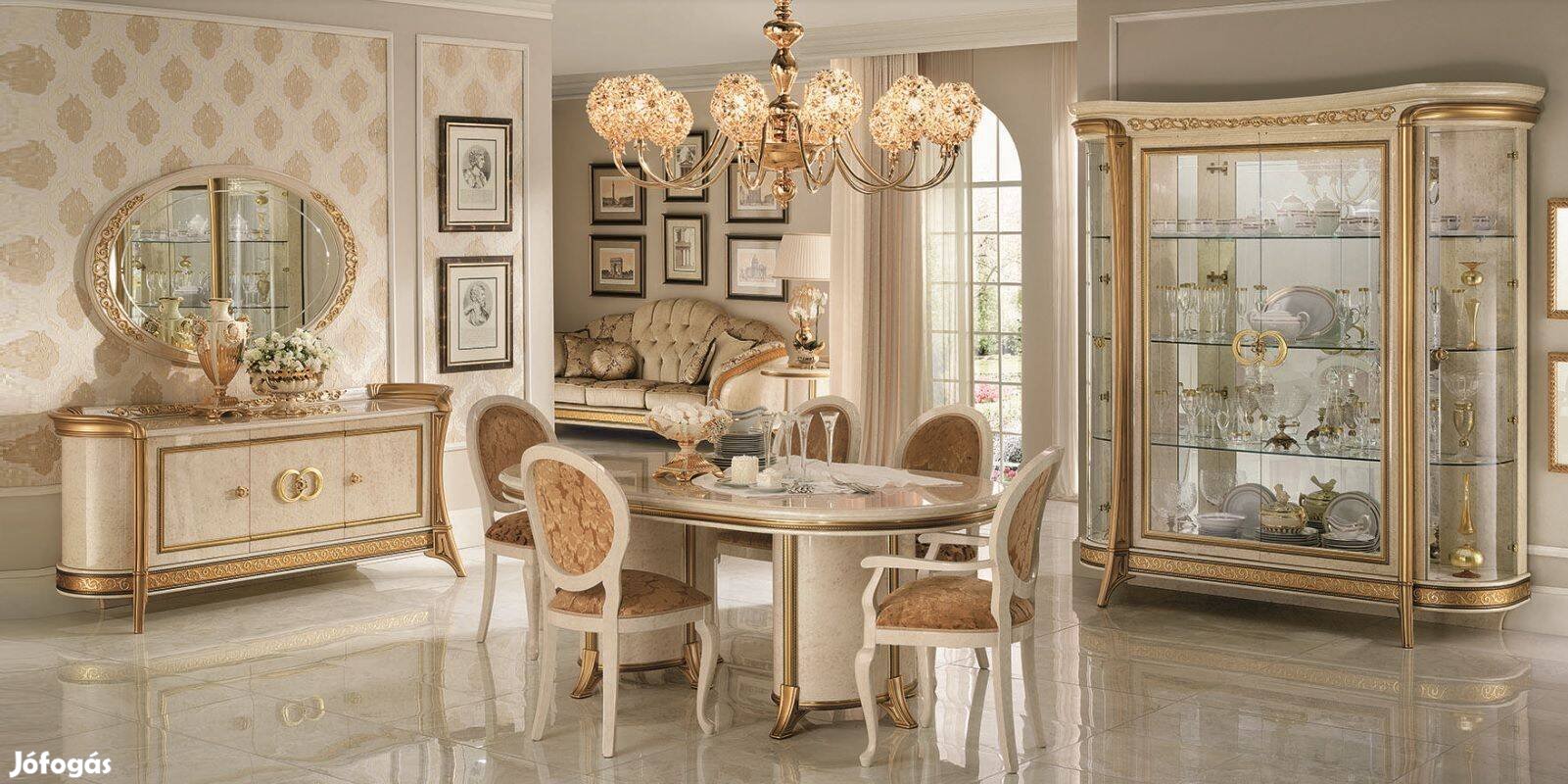 AC - Melodia bézs olasz luxus étkező és nappali garnitúra