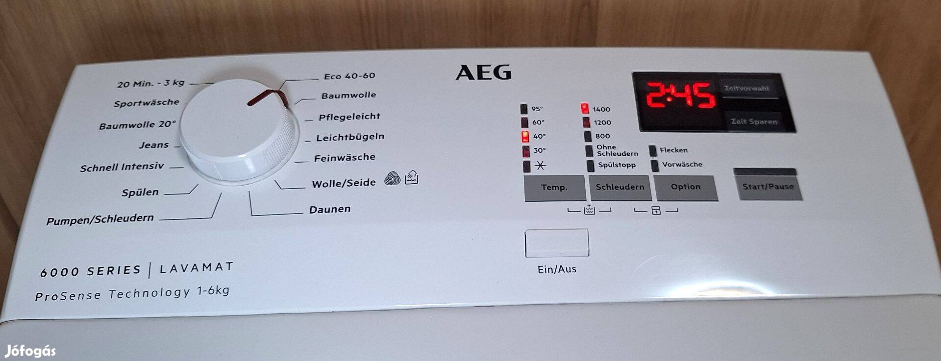 AEG Felültöltős mosógép 1400 centrivel