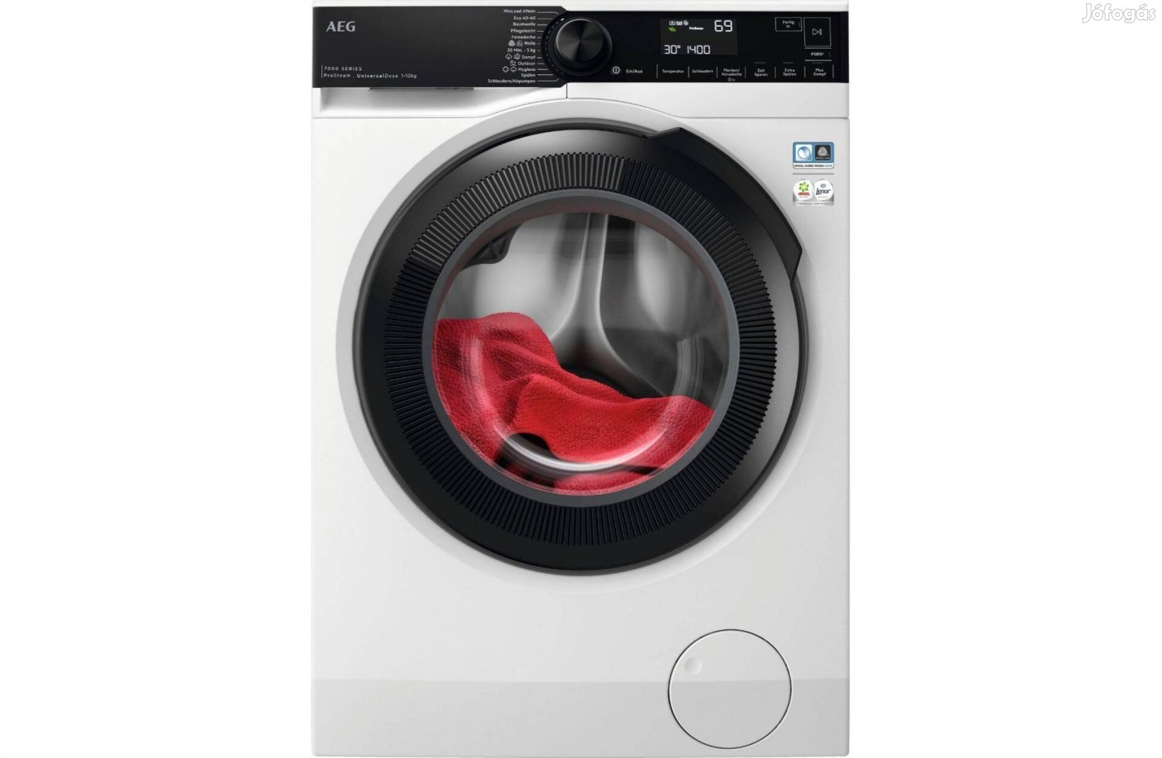 AEG LR7EA410FL elöltöltős mosógép, 10kg, 1400f/p, gőzprogrammal, A ene