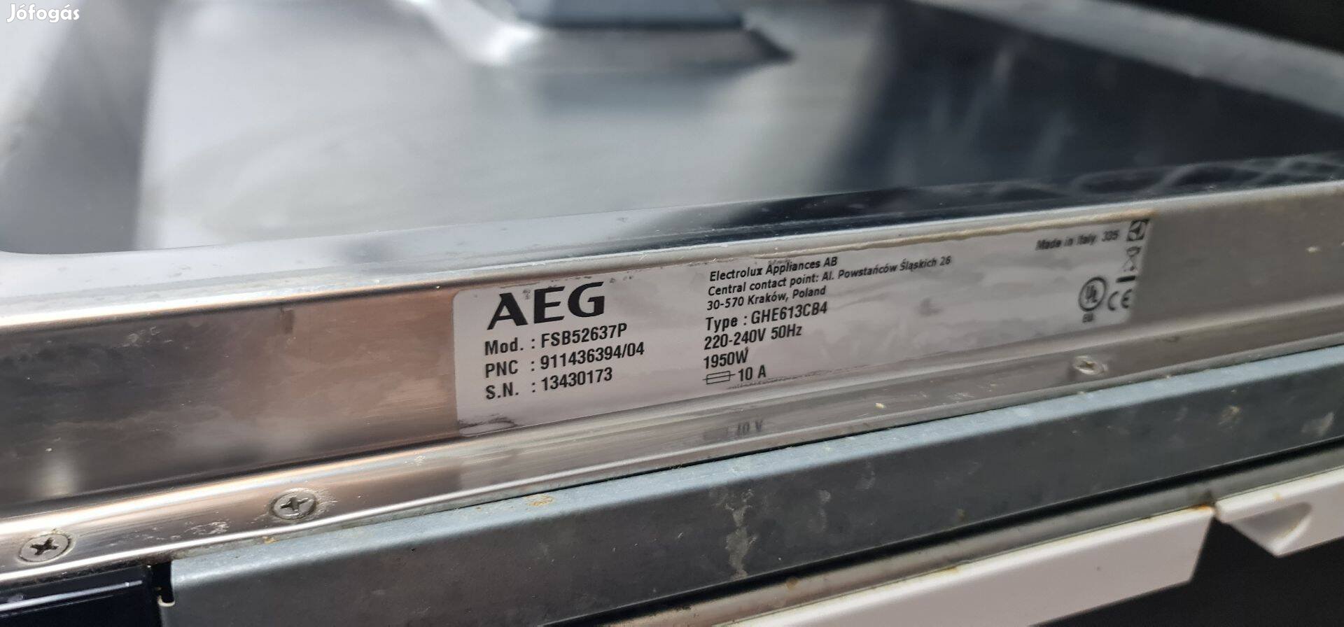 AEG beépíthető mosogatógép 1 éves