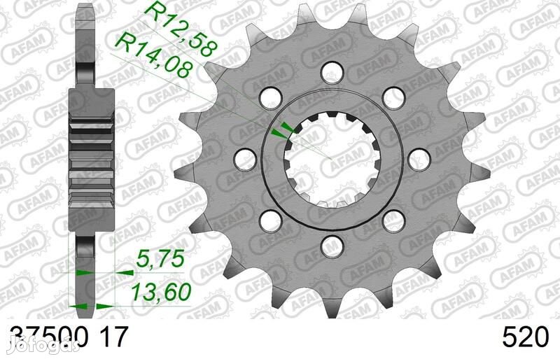 AFAM Acél Standard Első Lánckerék 37500-520