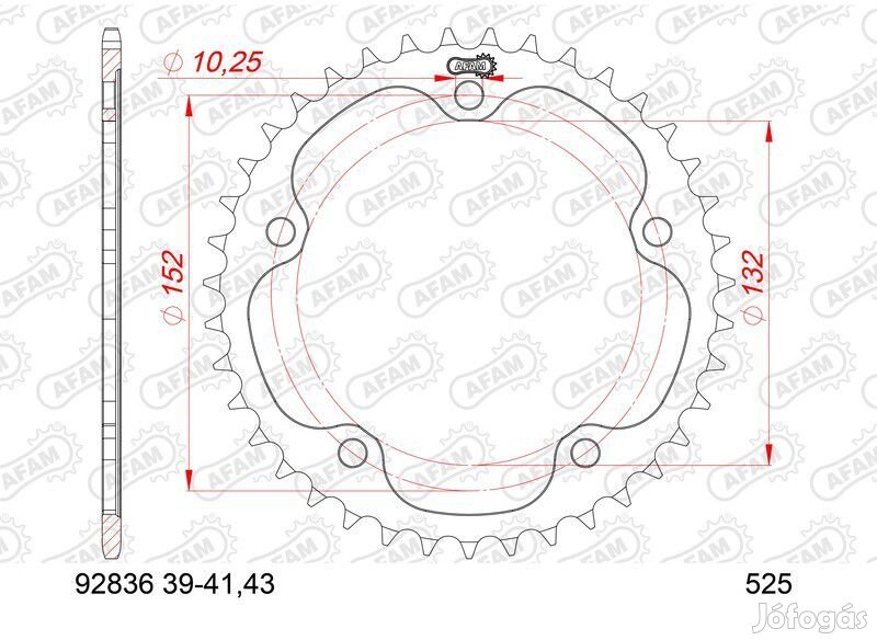 AFAM Acél Standard Hátsó Lánckerék 92836 - 525