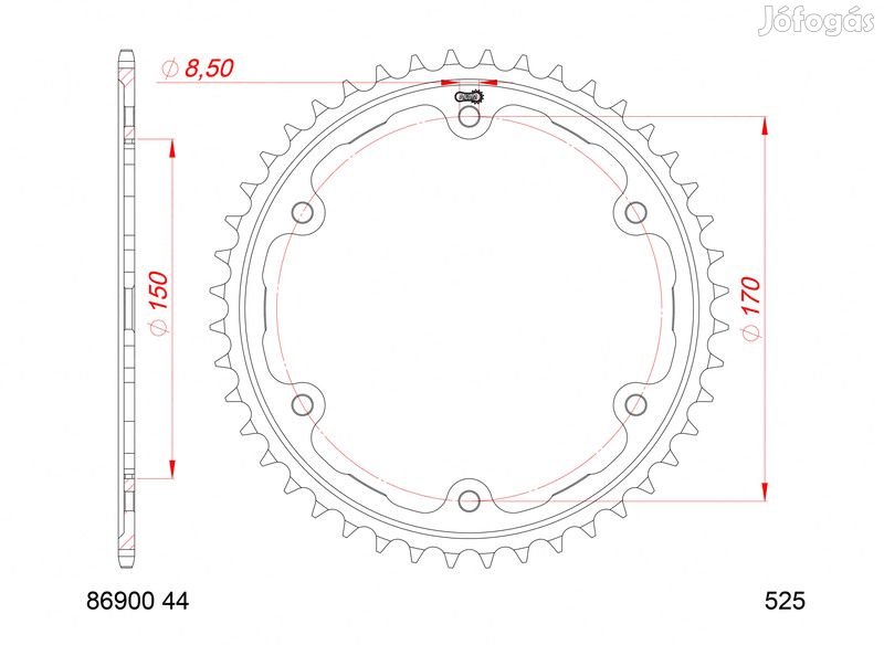 AFAM Standard Acél Hátsó Lánckerék 86900 - 525