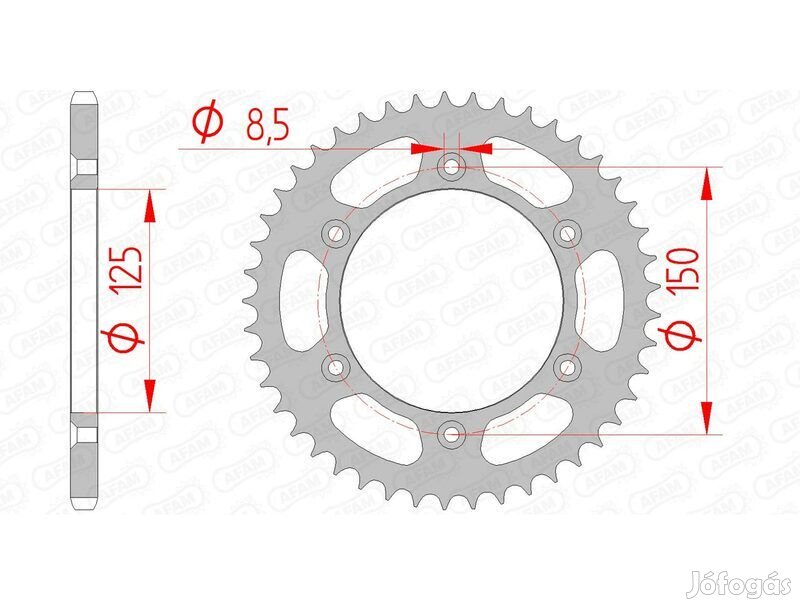 AFAM Standard acél hátsó lánckerék 71304 - 520