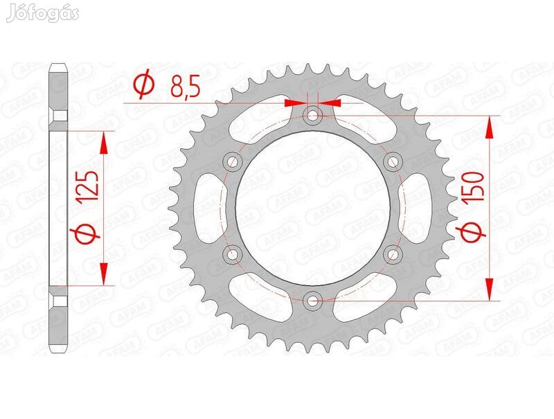 AFAM Standard acél hátsó lánckerék 71304 - 520