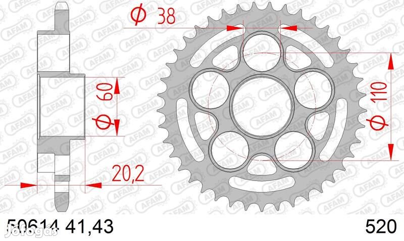 AFAM acél standard hátsó lánckerék 50614 - 520