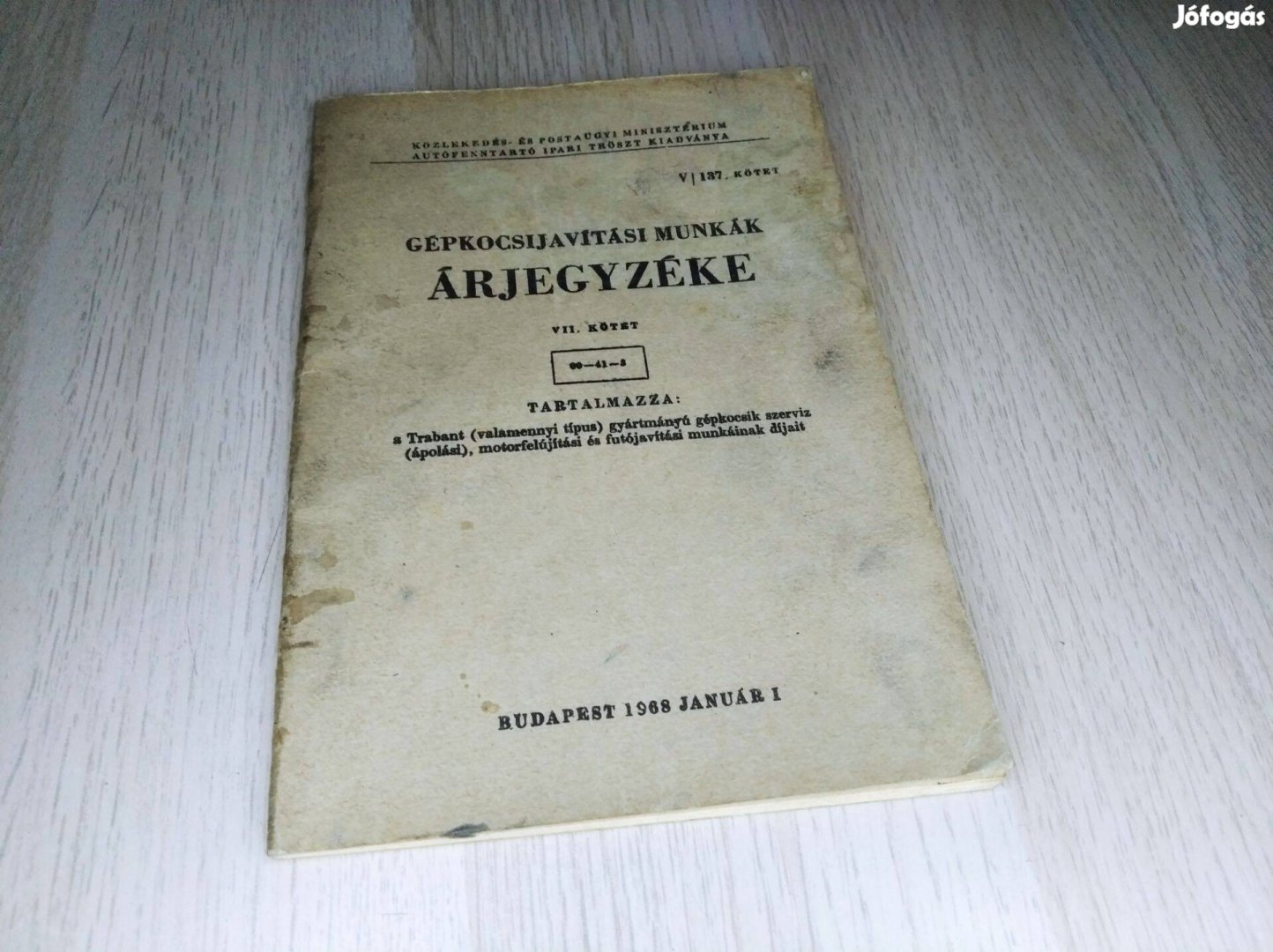 AFIT - Trabant Gépkocsi munkák árjegyzéke 1973