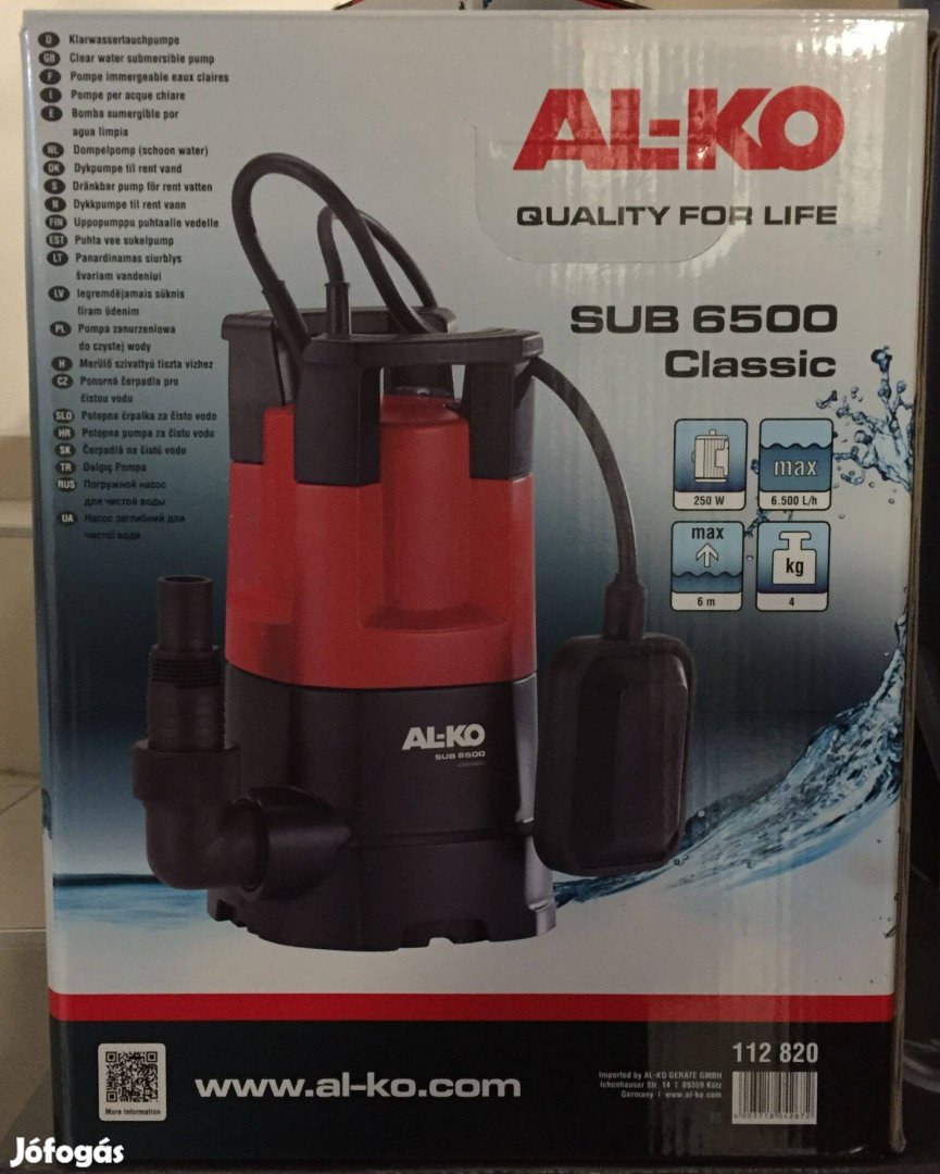 AL-KO SUB 6500 Classic Merülő szivattyú tiszta vízhez 250W