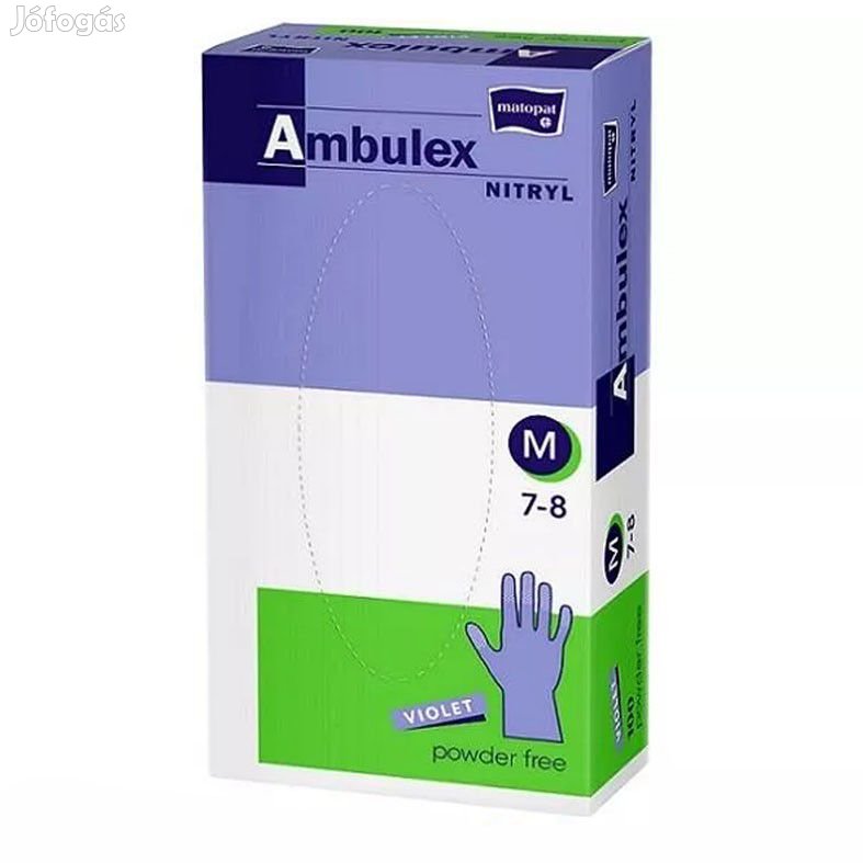 AMBULEX nitril vizsgáló kesztyű lila, púdermentes 100 db M méretben g