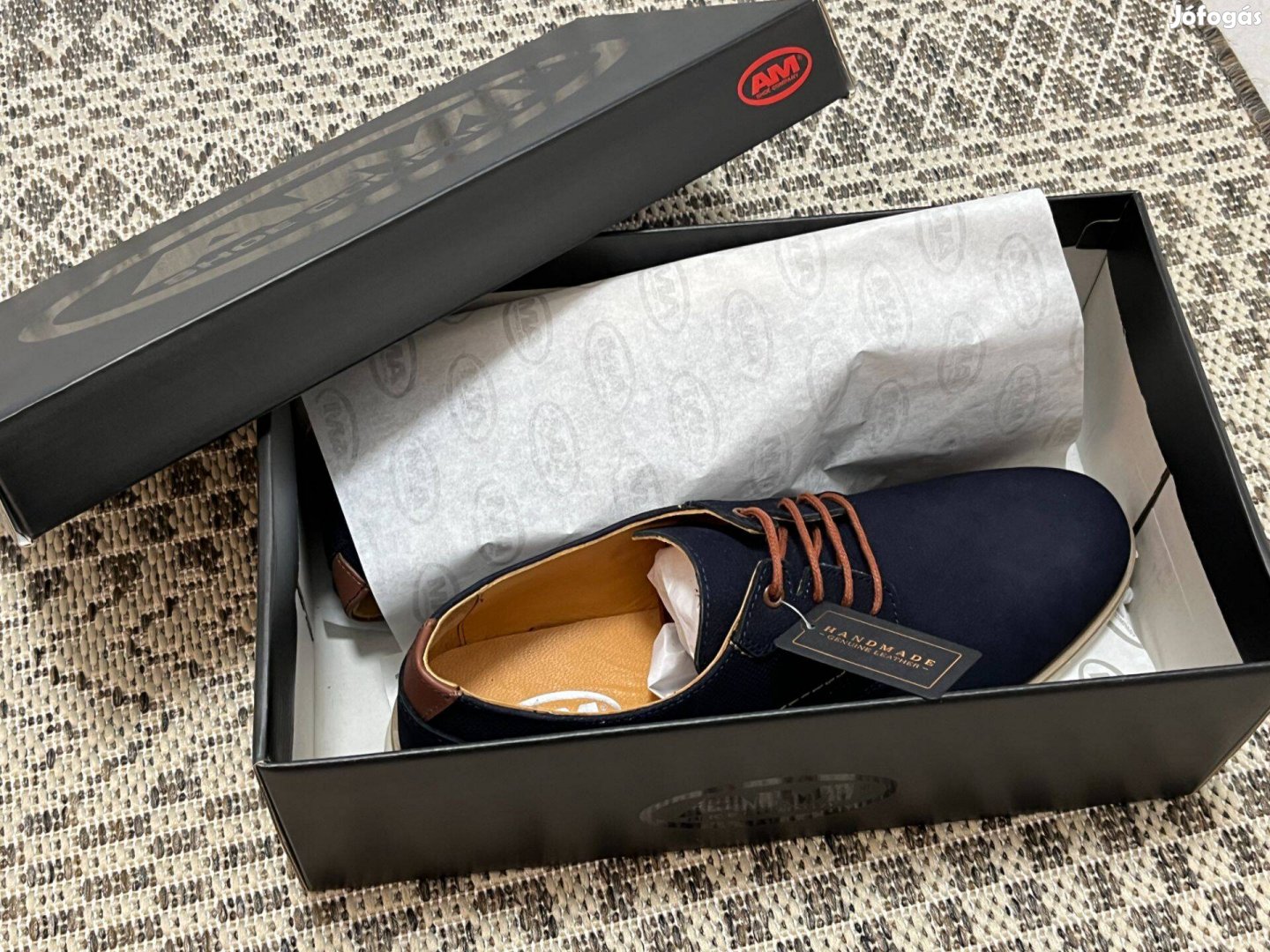 AM Shoe elegáns férfi bőrcipő kék sportos utcai cipő 43 Új