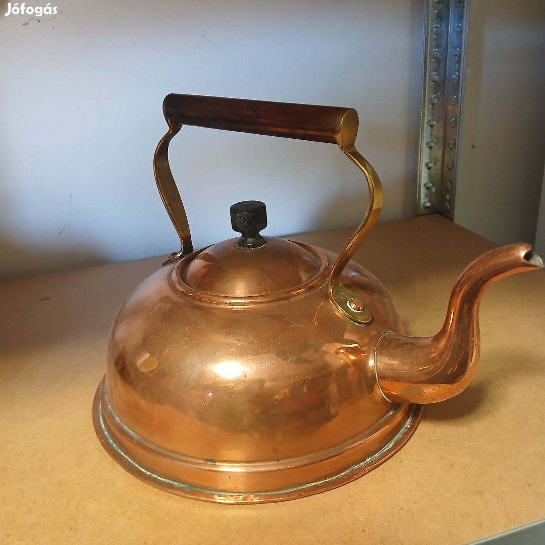 ART Deco Széles Vörösréz Teáskanna antik