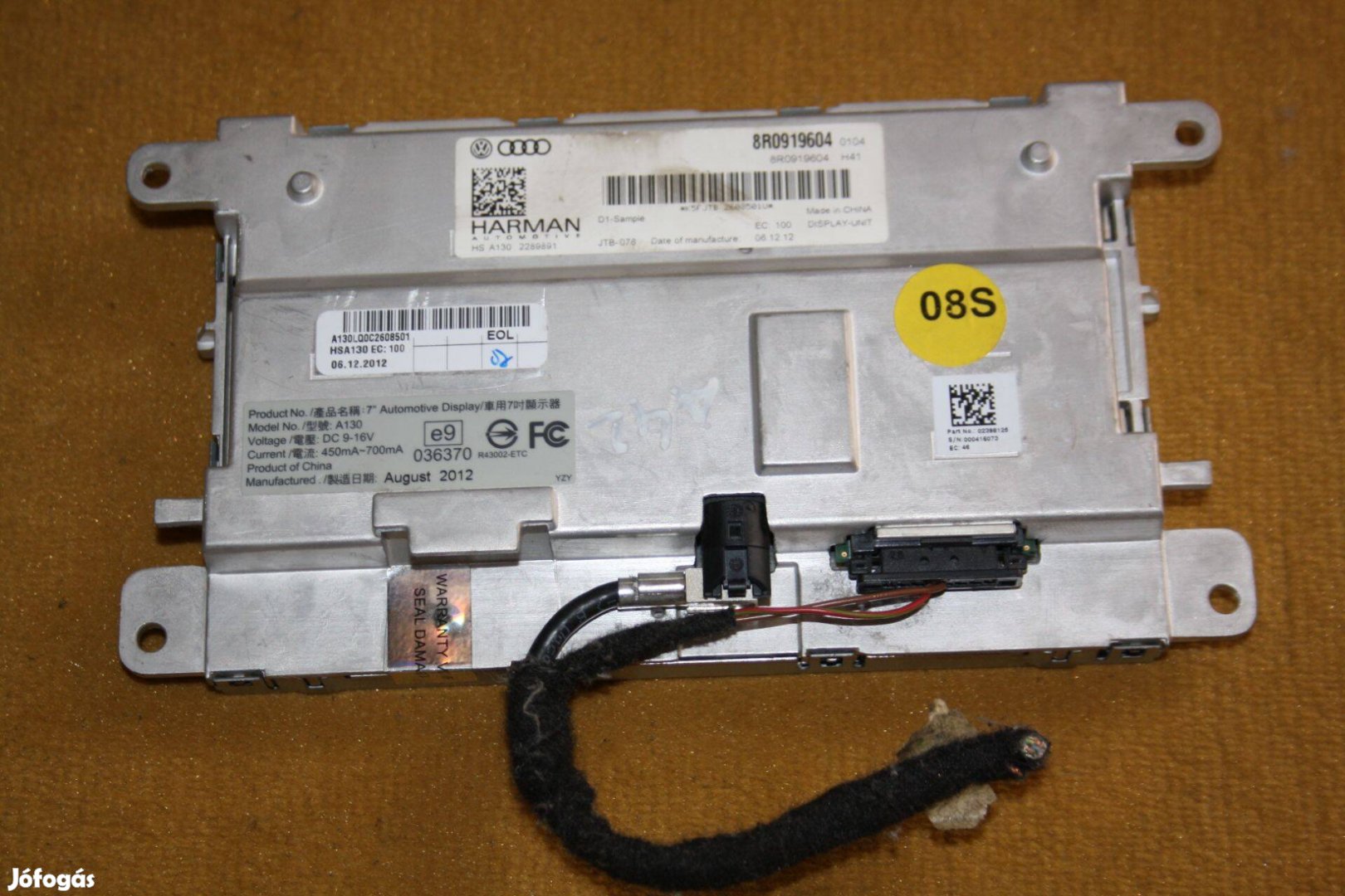 AUDI A4 A5 A6 Q5 Q7 7 LCD Kijelző Harman 8R0919604 8R0919604A