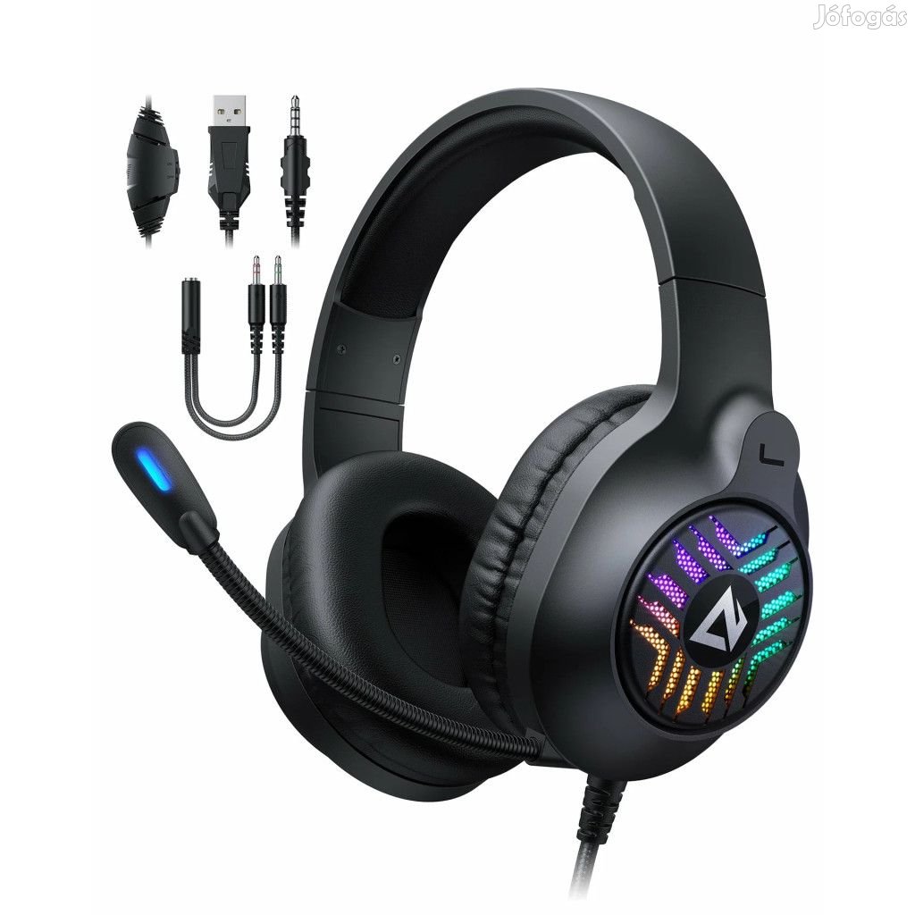 AUKEY GH-X1 RGB Gaming Fejhallgató - 50mm meghajtók, zajszűrő mikrofo