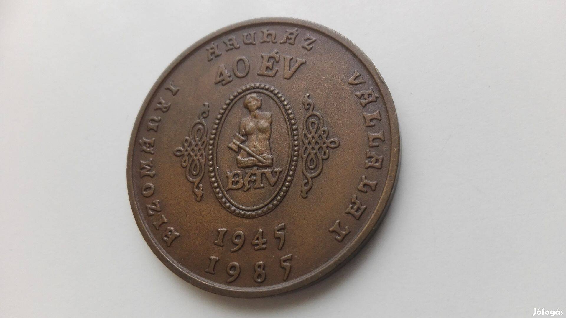 A BÁV 40 éves bronz emlékérem 1945-1985