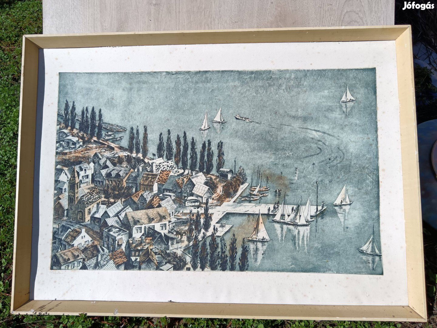 A Balaton , nagyméretü szines rézkarc , 60 × 80 cm