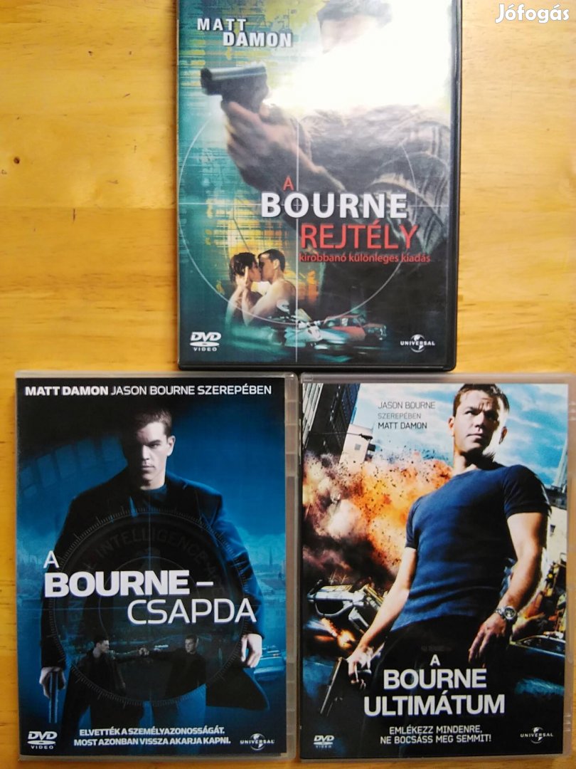 A Bourne rejtély + Csapda + Ultimátum újszerű dvd Matt Damon 