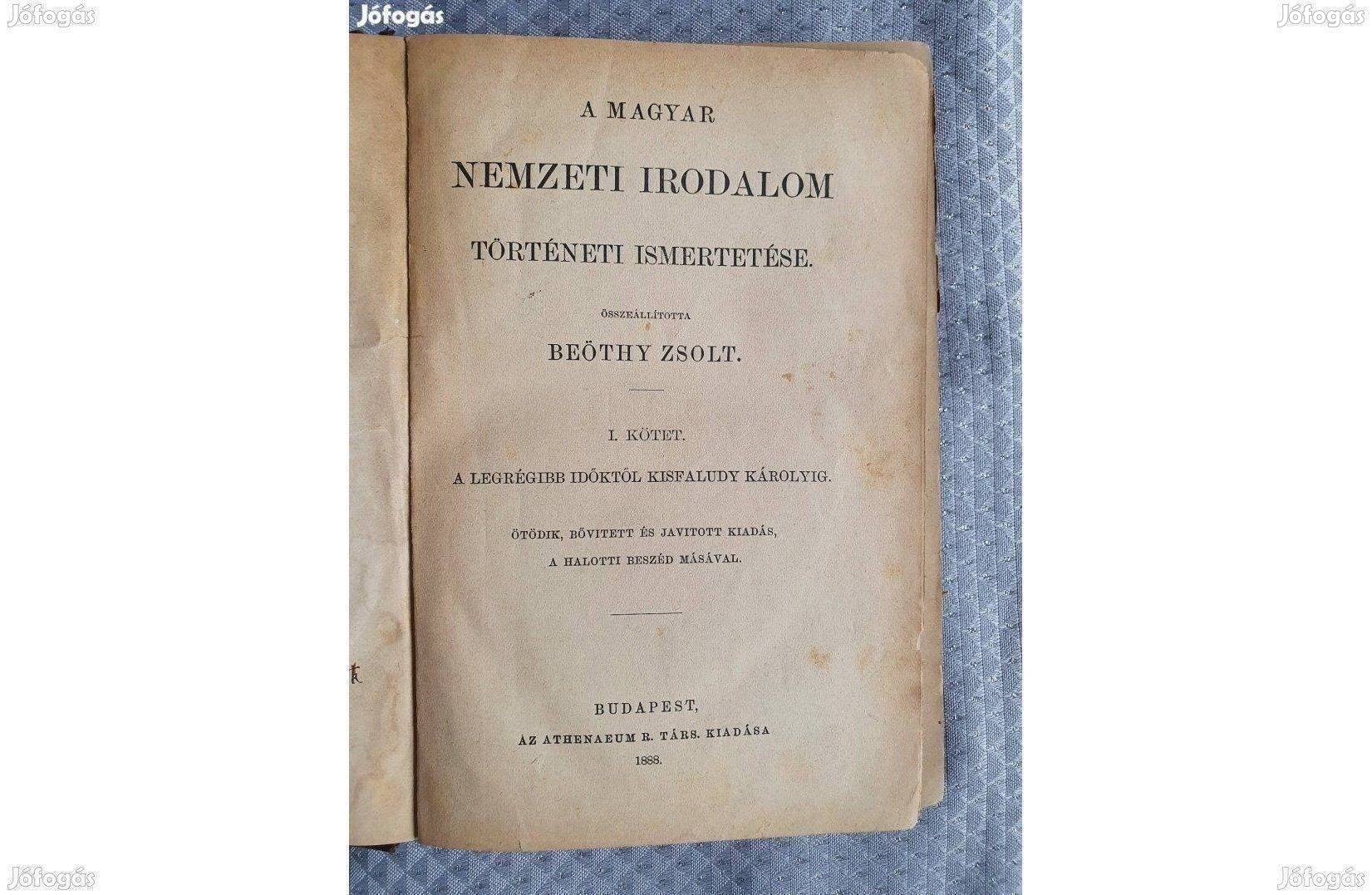 A Magyar Nemzeti Irodalom Történeti Ismertetése I. 1888 antik könyv