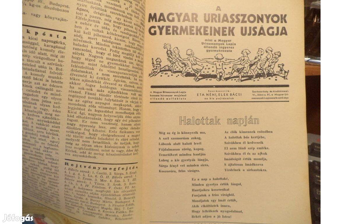 A Magyar Uriasszonyok gyermekeinek újsága 1936 - 1939