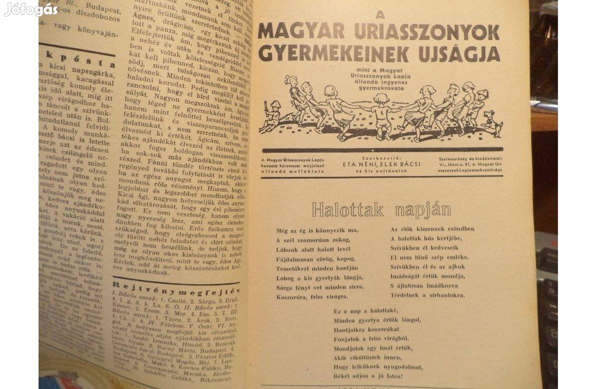 A Magyar Úriasszonyok gyermekeinekújságja 1936 - 1939