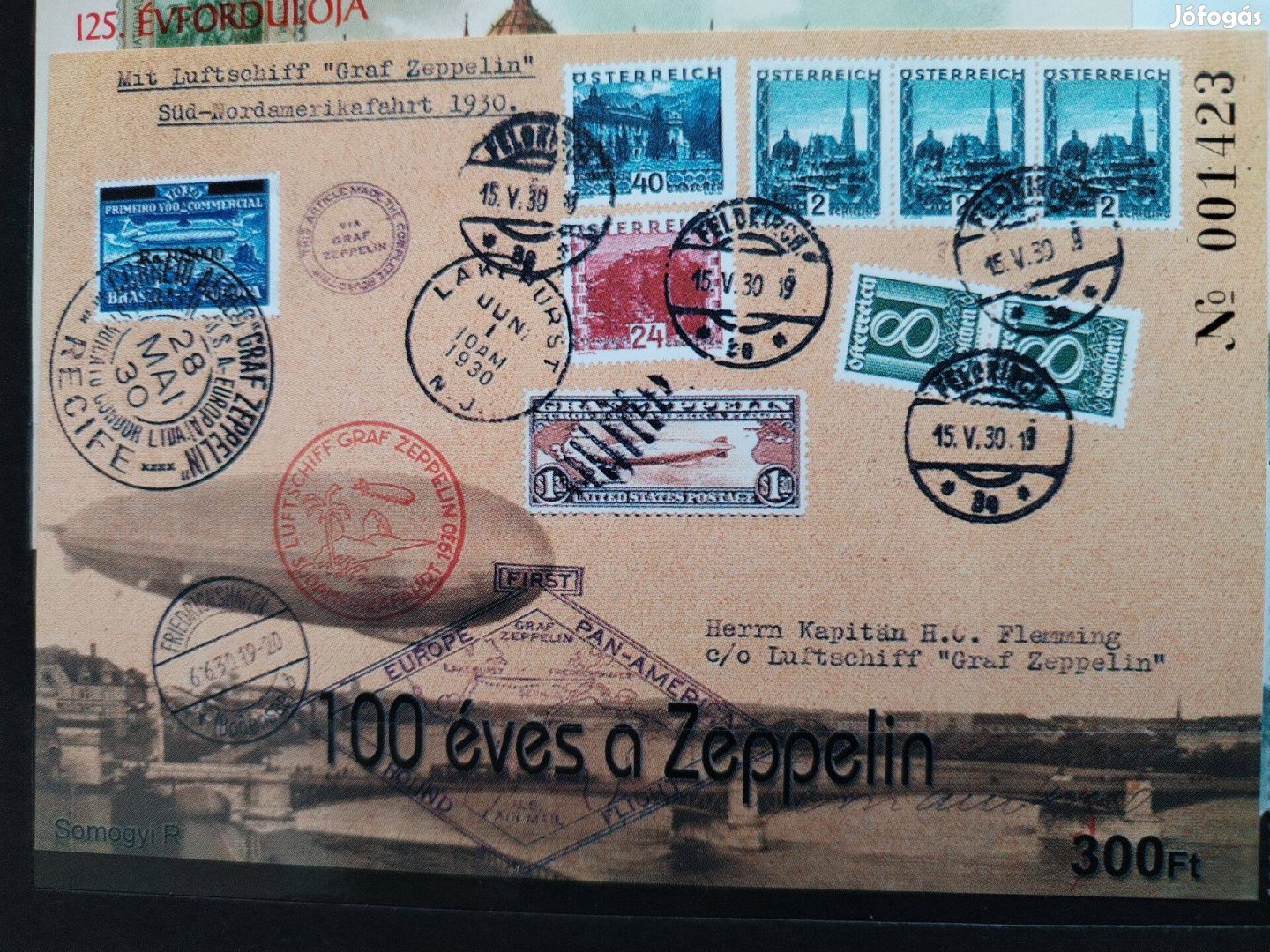 A Zeppelin 100 éves Német Léghajó ritka emlékiv
