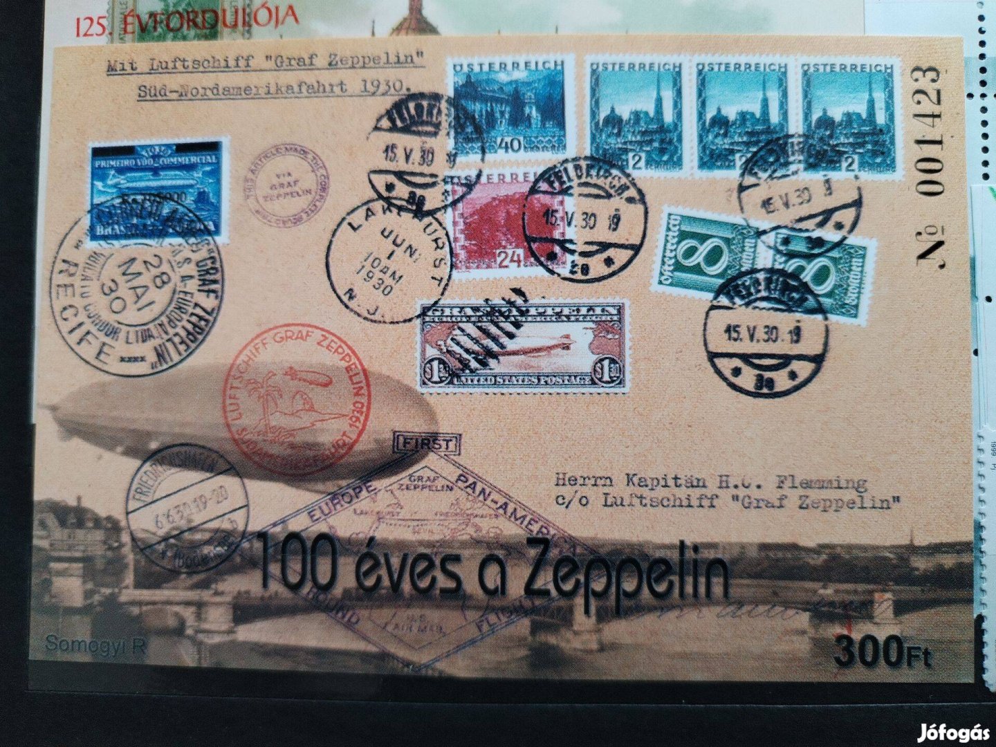 A Zeppelin 100 éves Német Léghajó ritka emlékiv