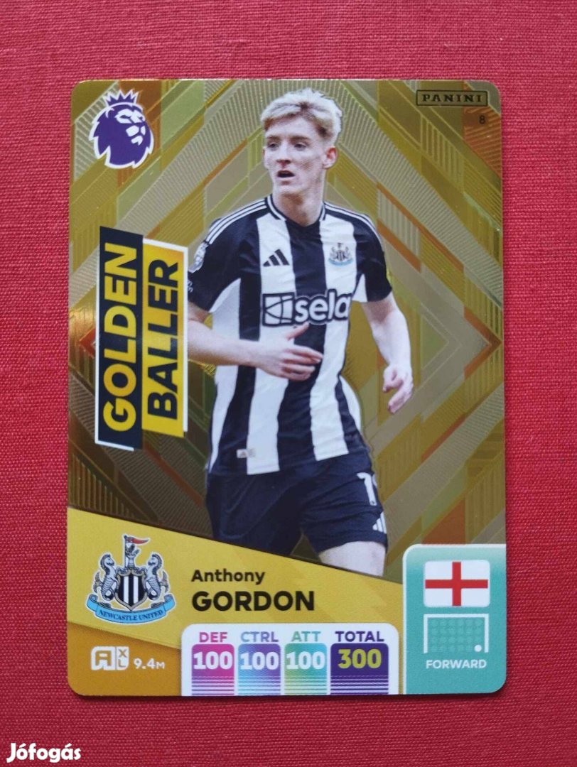 A. Gordon (Newcastle) Premier League 2025 Golden Baller focis kártya