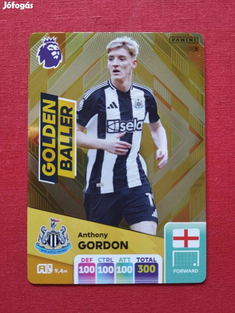 A. Gordon (Newcastle) Premier League 2025 Golden Baller focis kártya