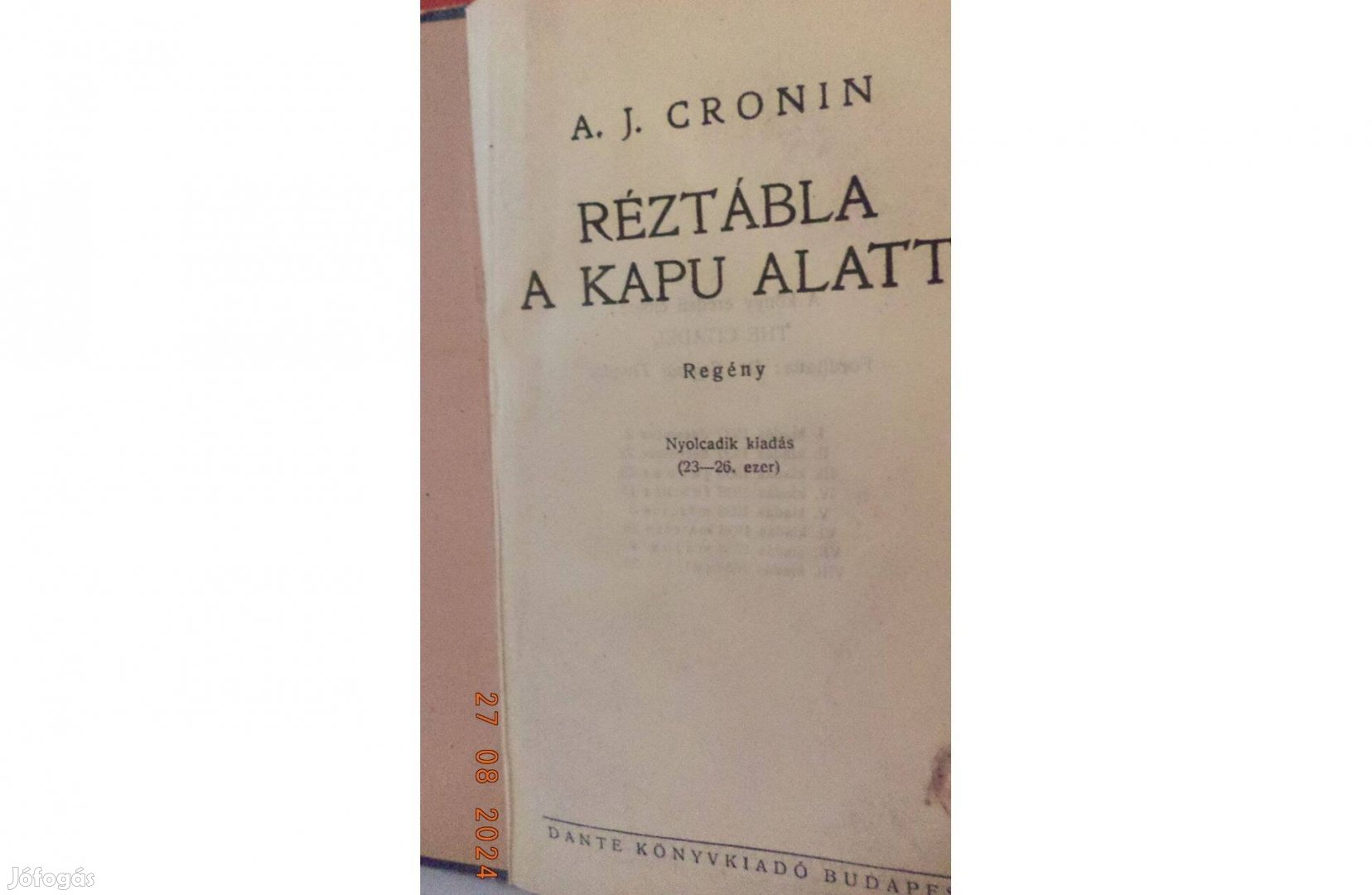 A. J. Cronin: Réztábla a kapu alatt