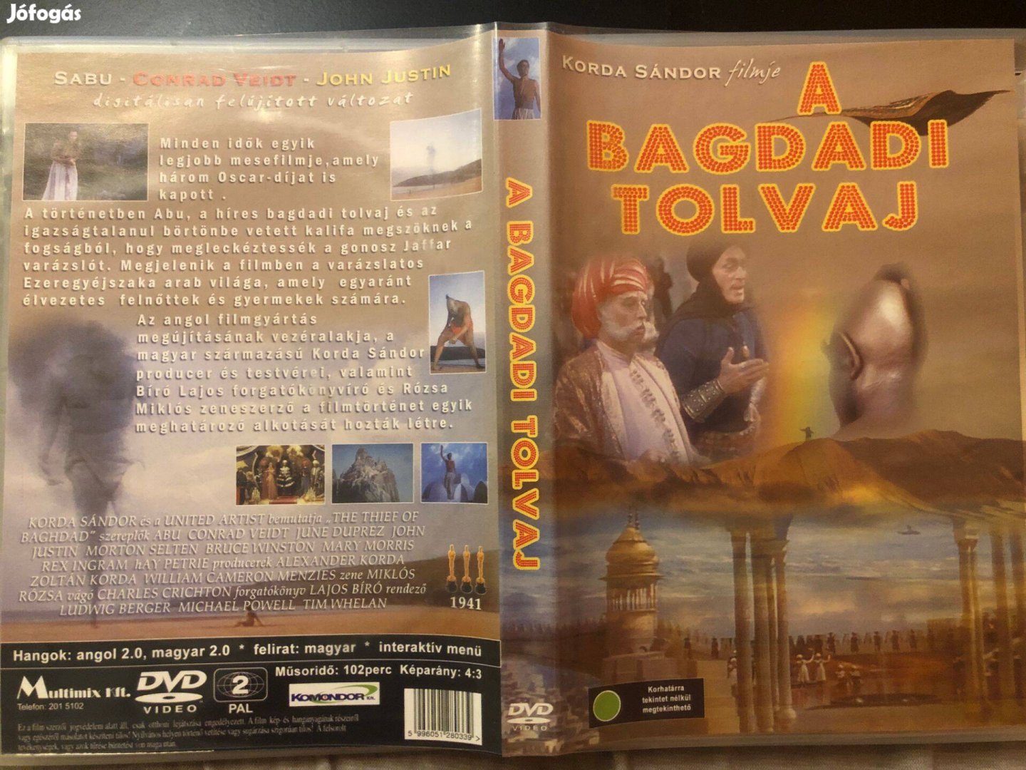 A bagdadi tolvaj (karcmentes, ritka kiadású, Korda Sándor) DVD