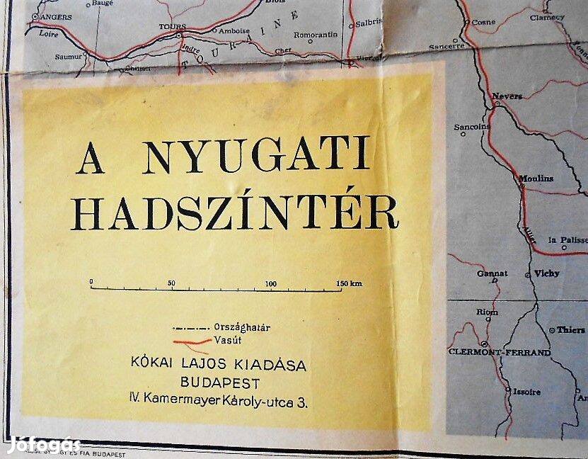 A nyugati hadszintér régi térkép 1940-es évek